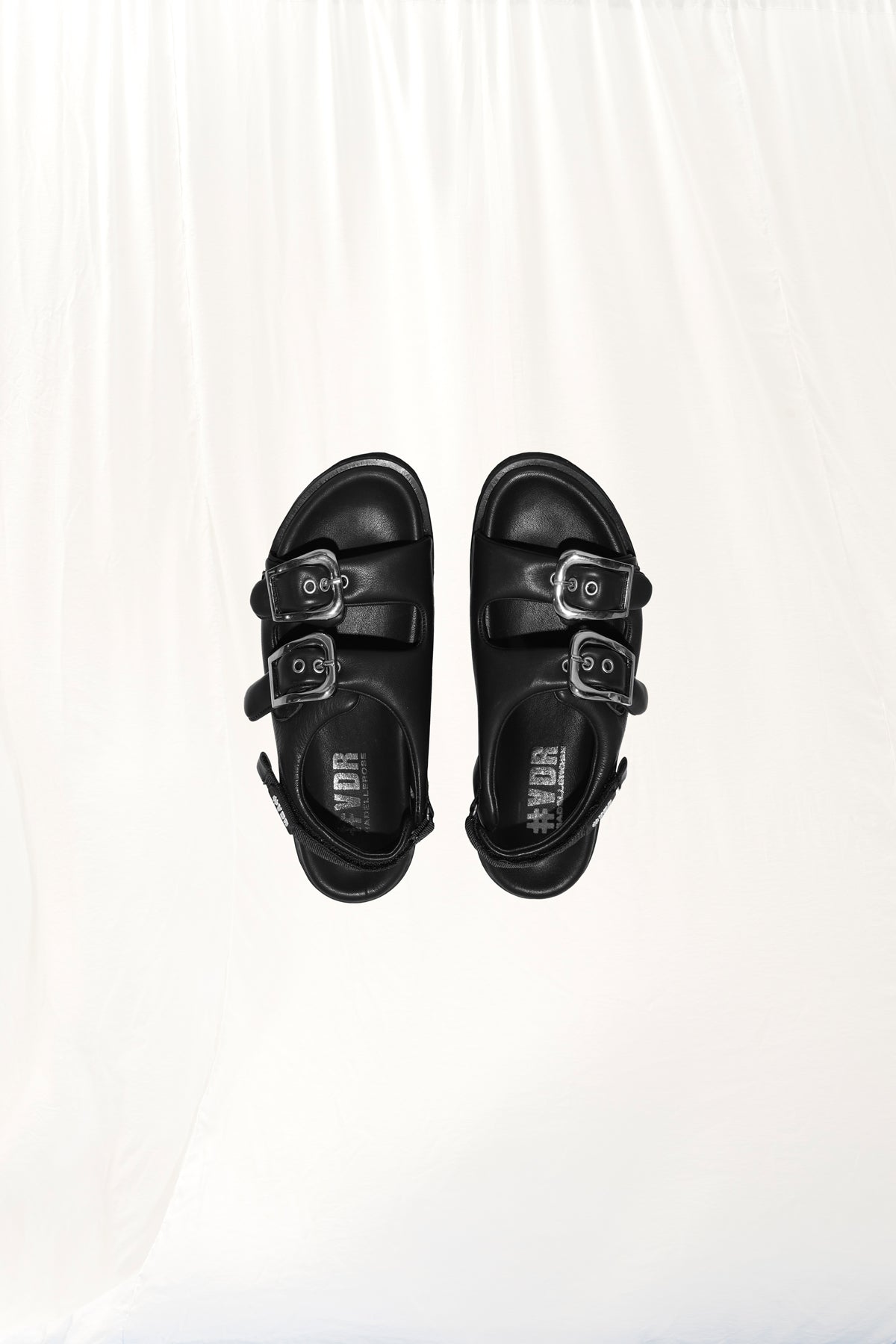 Black Buckled Leather Sandals Bachata