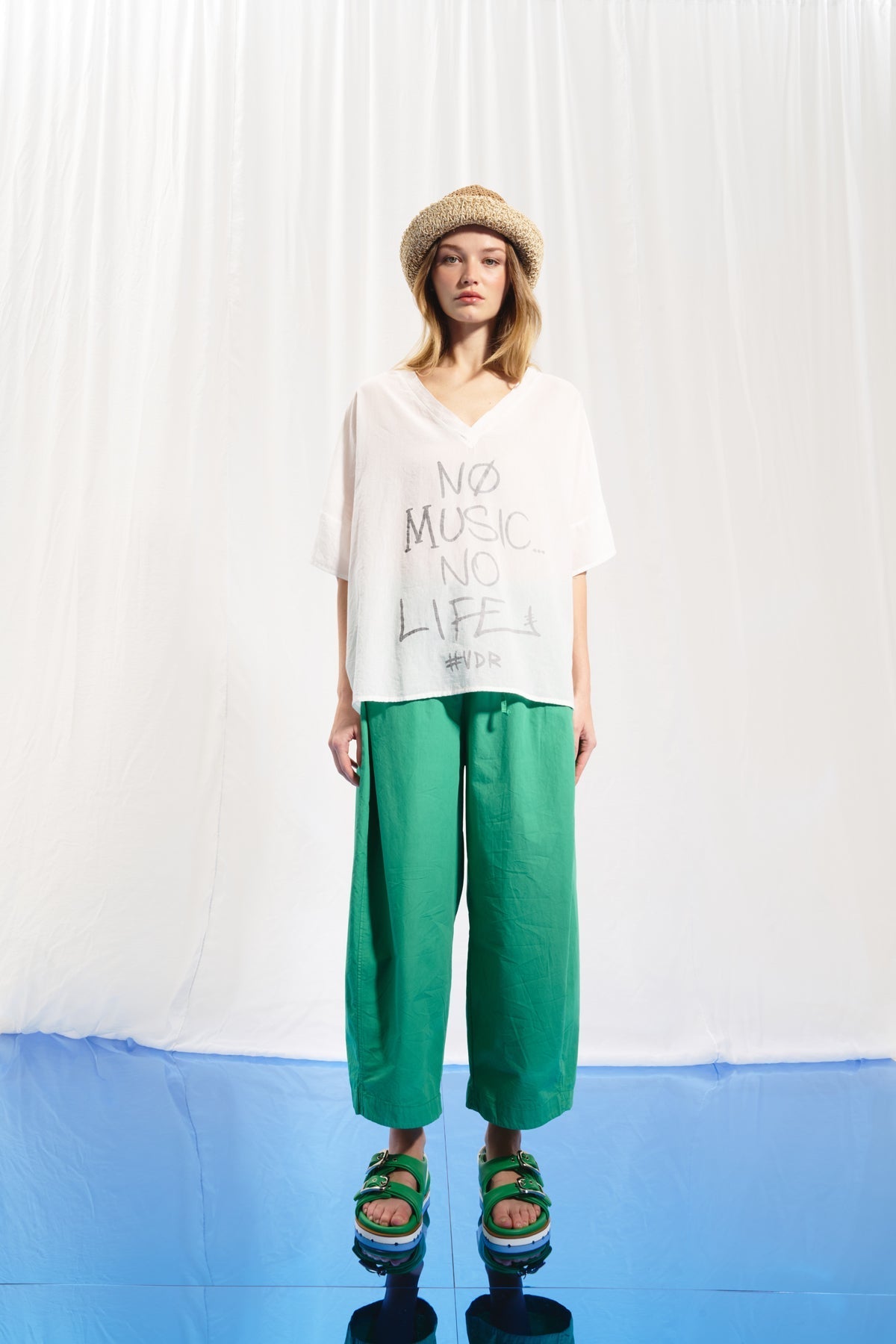 Green Buckled Leather Sandals Bachata