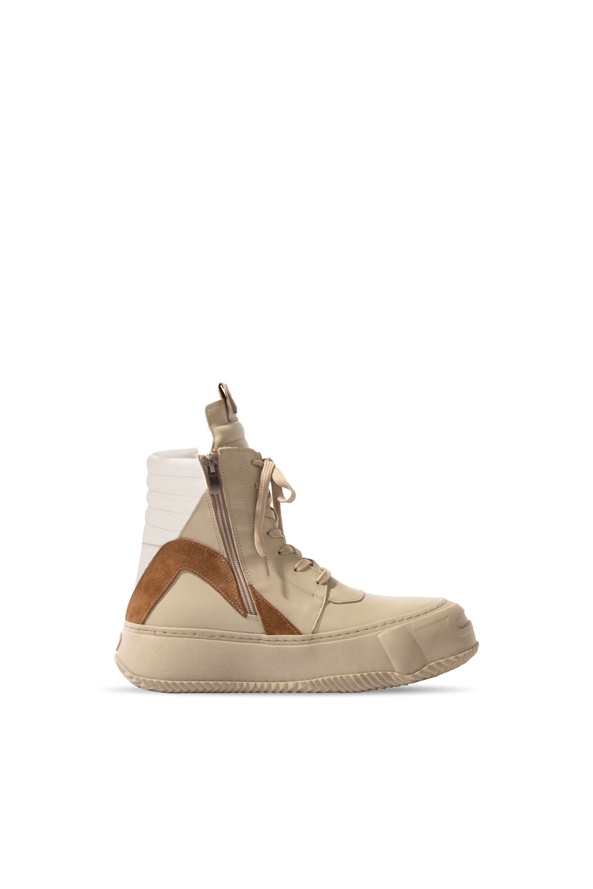Beige High Platform Leather Boots Esky