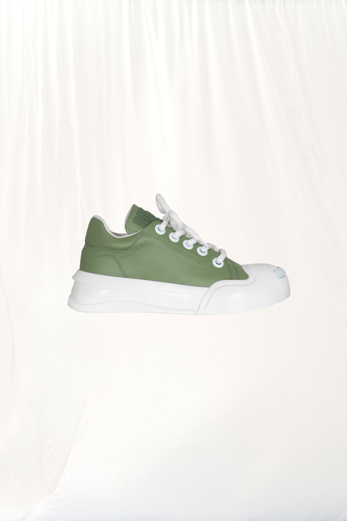 Olive Green Leather Sneakers Ging1