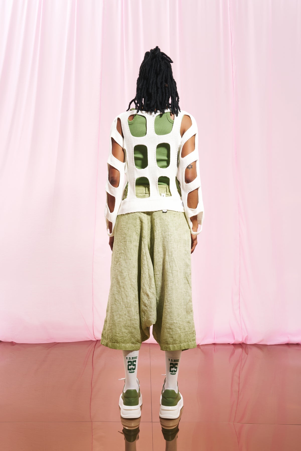 Olive Green Leather Sneakers Ging1