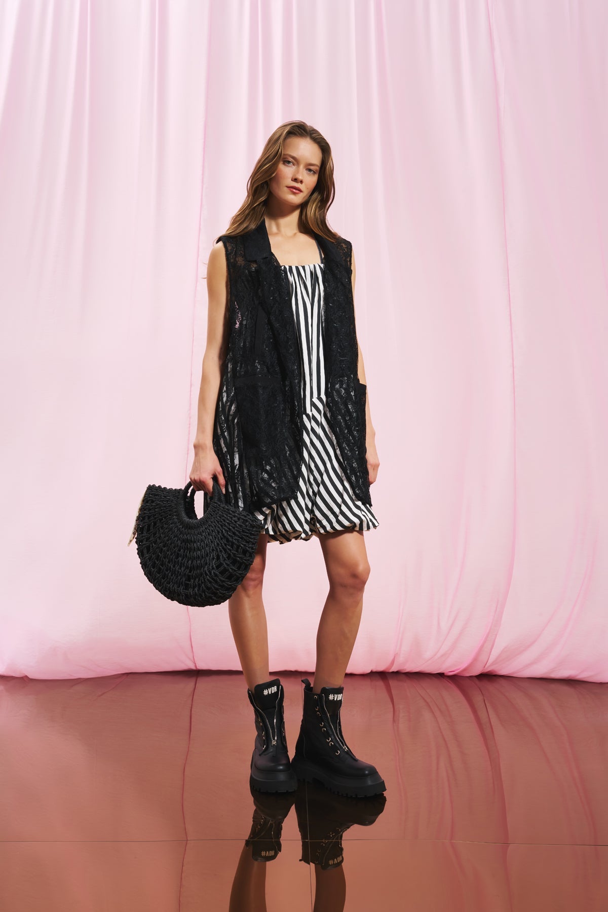 Black Mini Straw Bag Kal