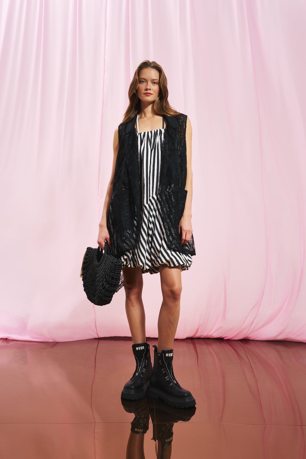 Black Mini Straw Bag Kal