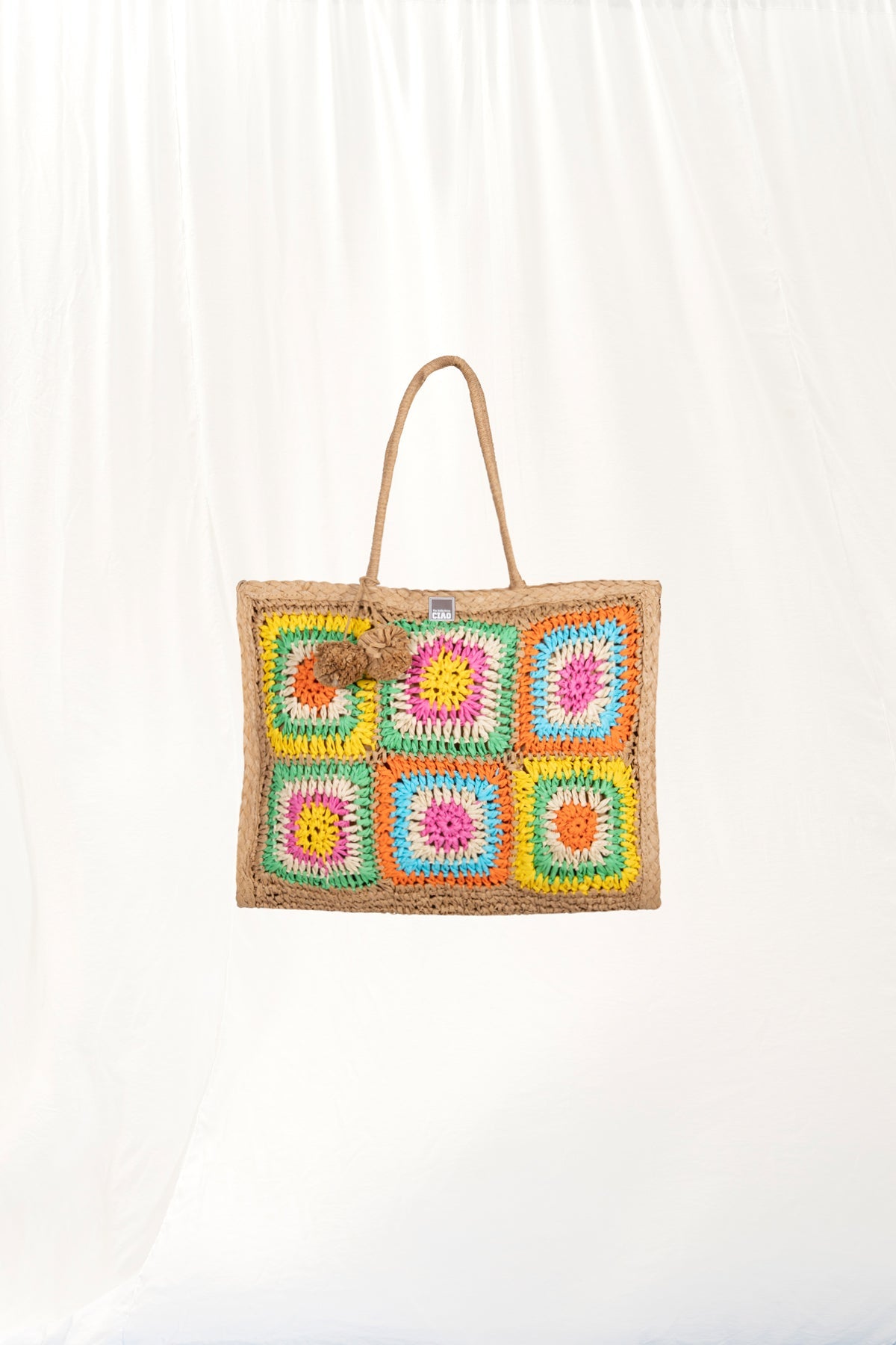 Camel Brown Straw Bag Kom