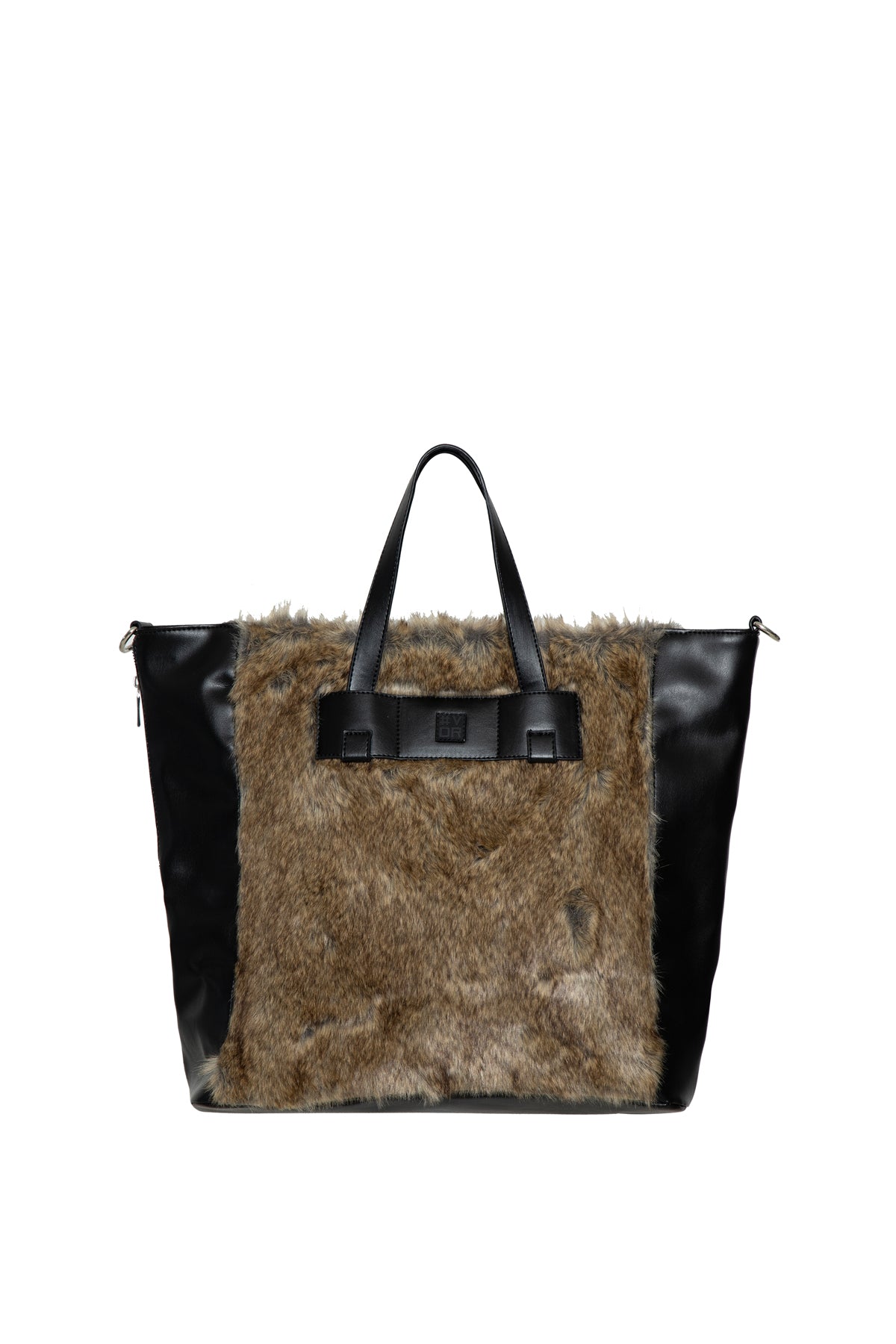 Black Brown Leather And Faux Fur Bag Lupa