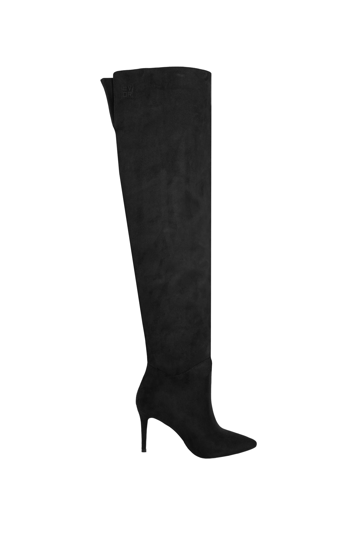 Black Pointed Toe Knee High Boots Pantera