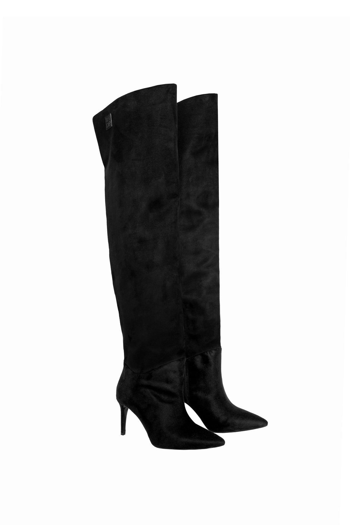 Black Pointed Toe Knee High Boots Pantera