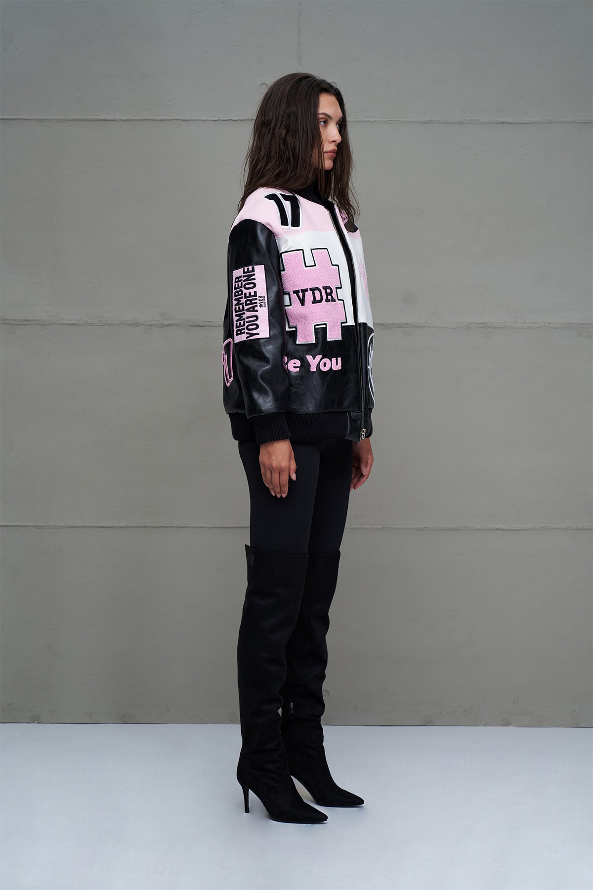 Black Pointed Toe Knee High Boots Pantera