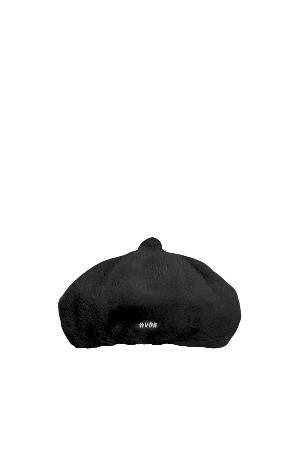 Black Faux Fur Beret Hat Pof