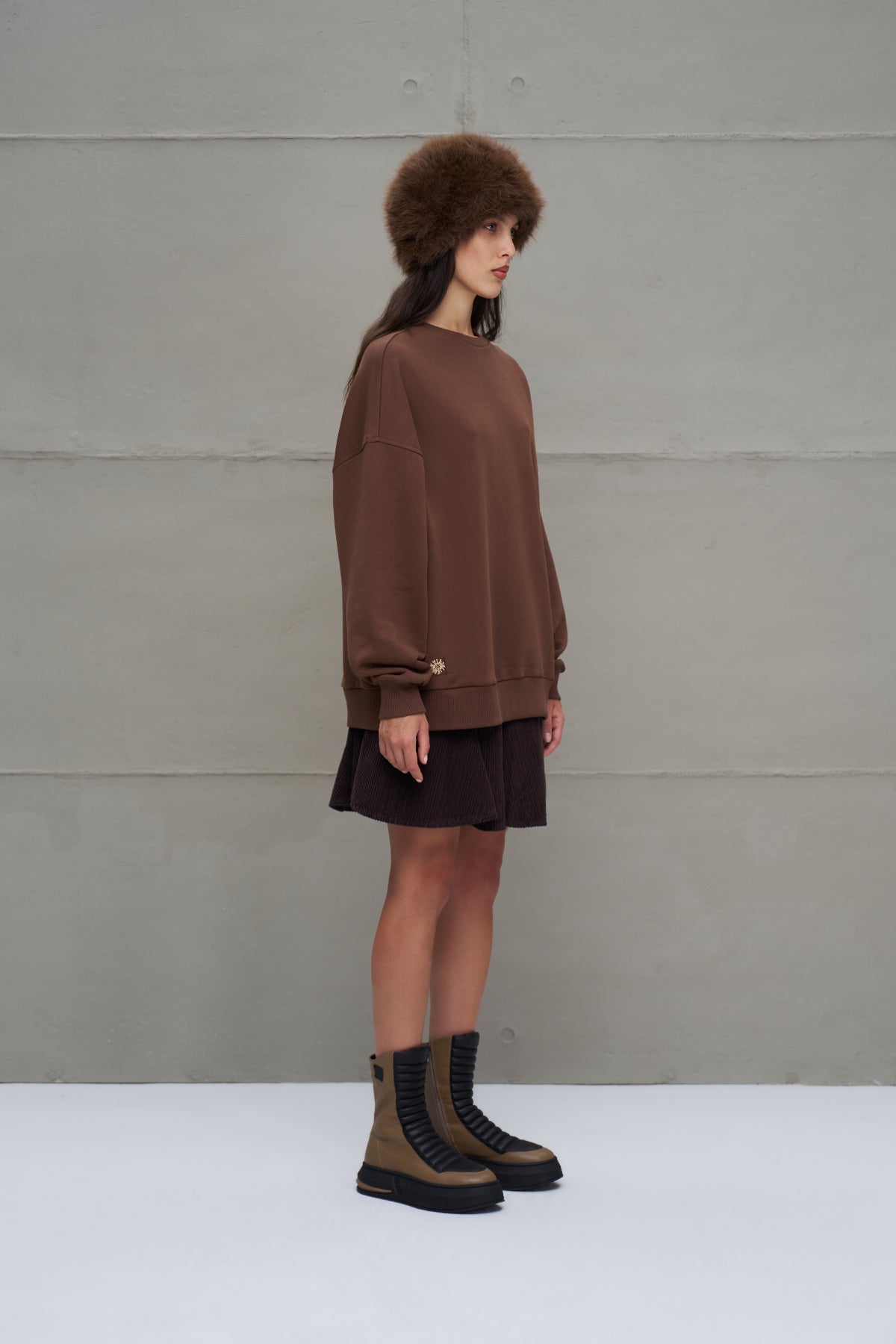 Brown Faux Fur Hat Postino