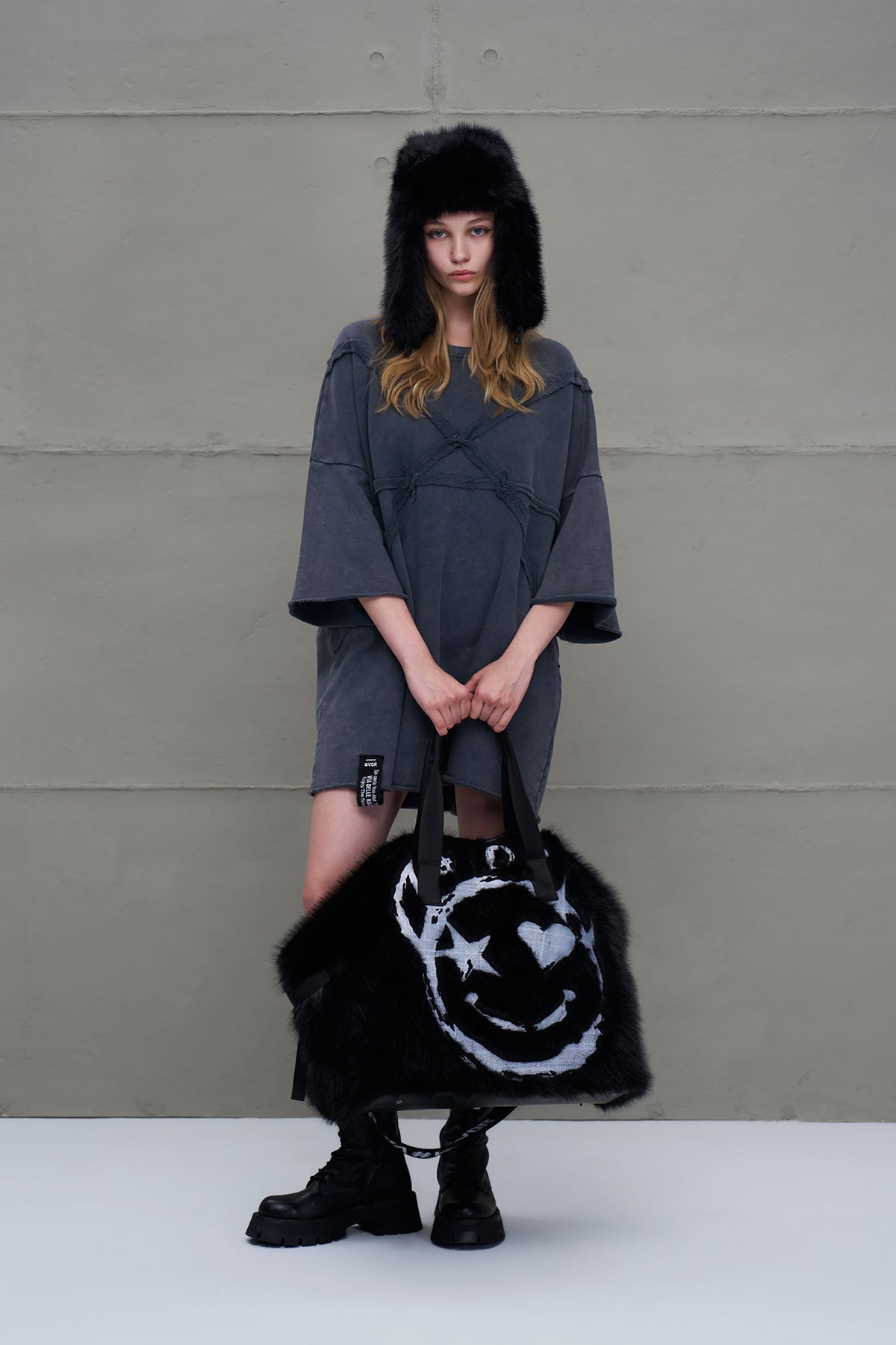 Black Faux Fur Bag Rambo3