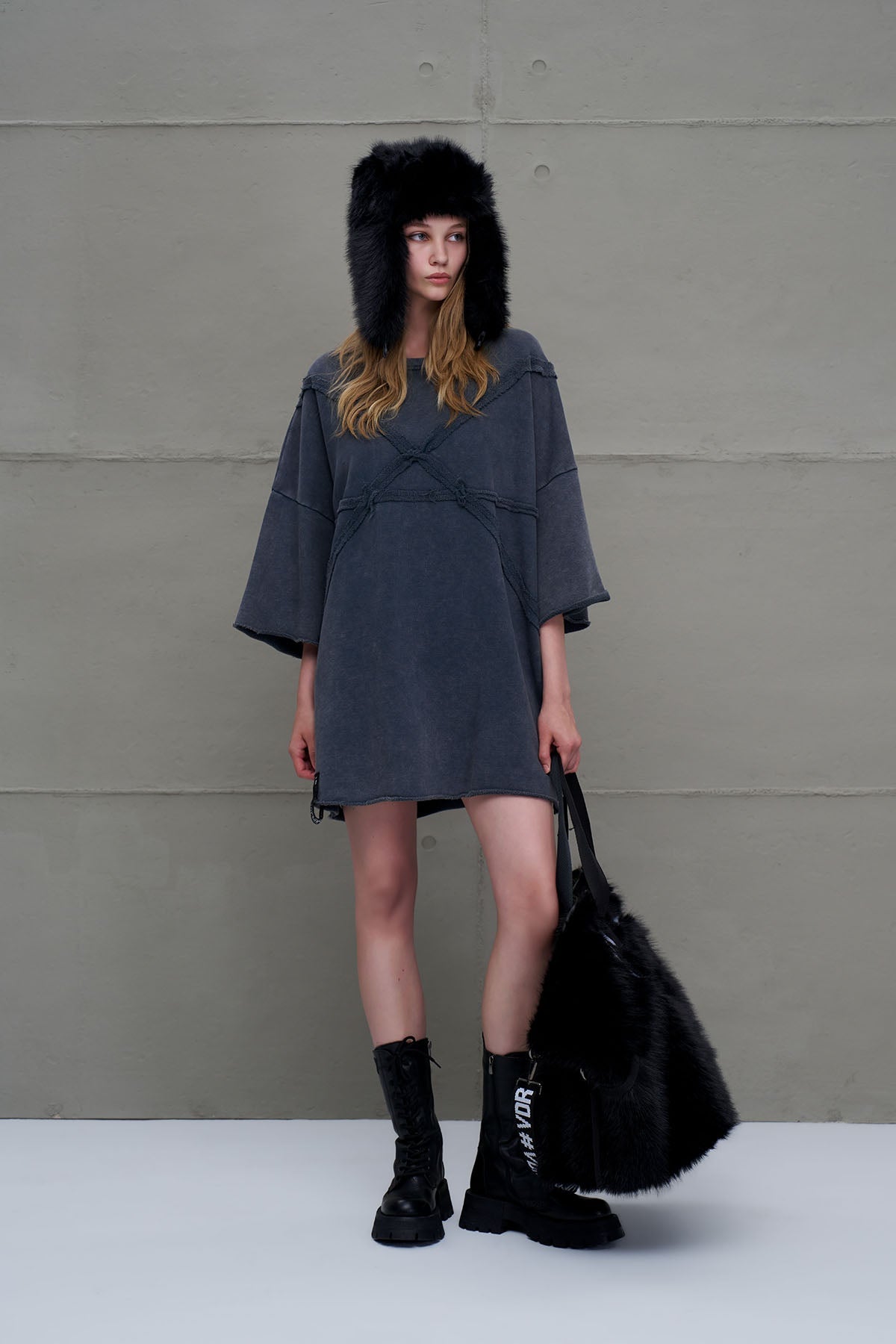 Black Faux Fur Bag Rambo3