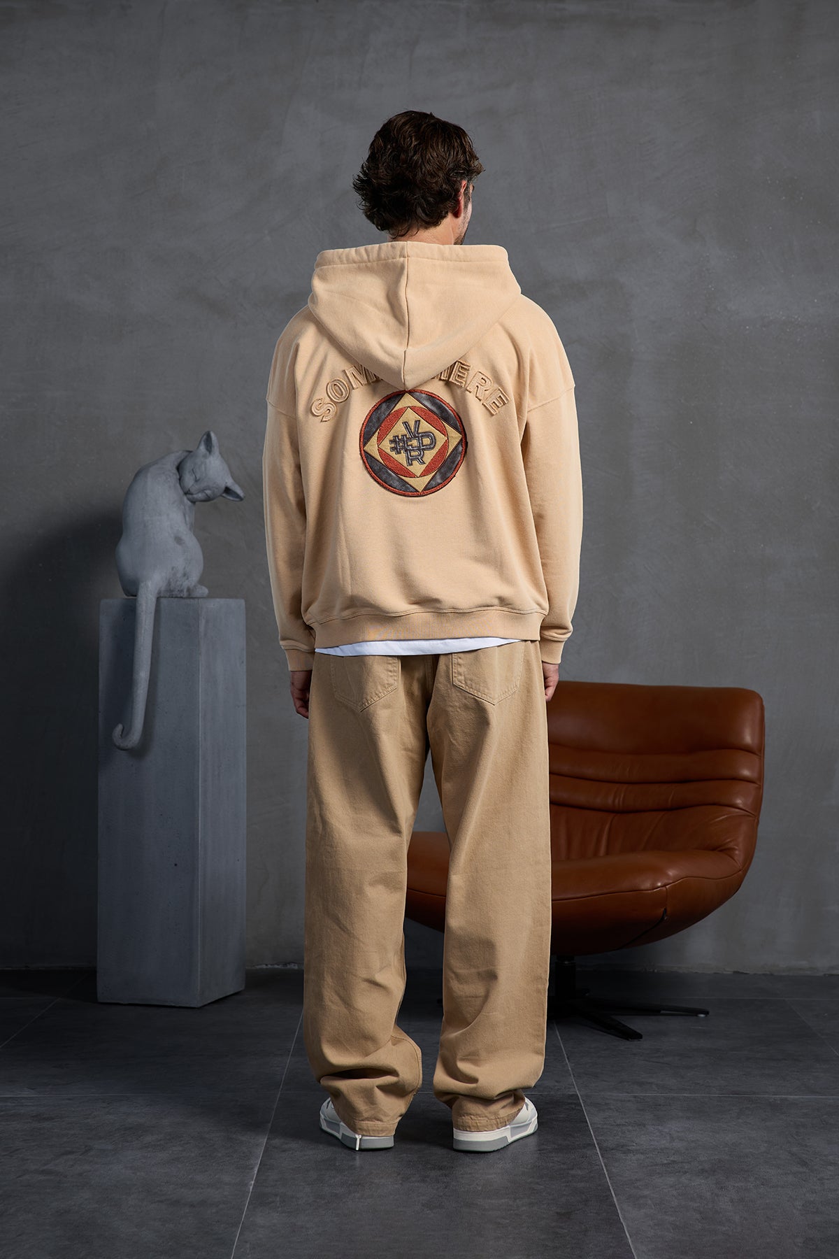 Beige Patch Hooded Sweatshirt 10000