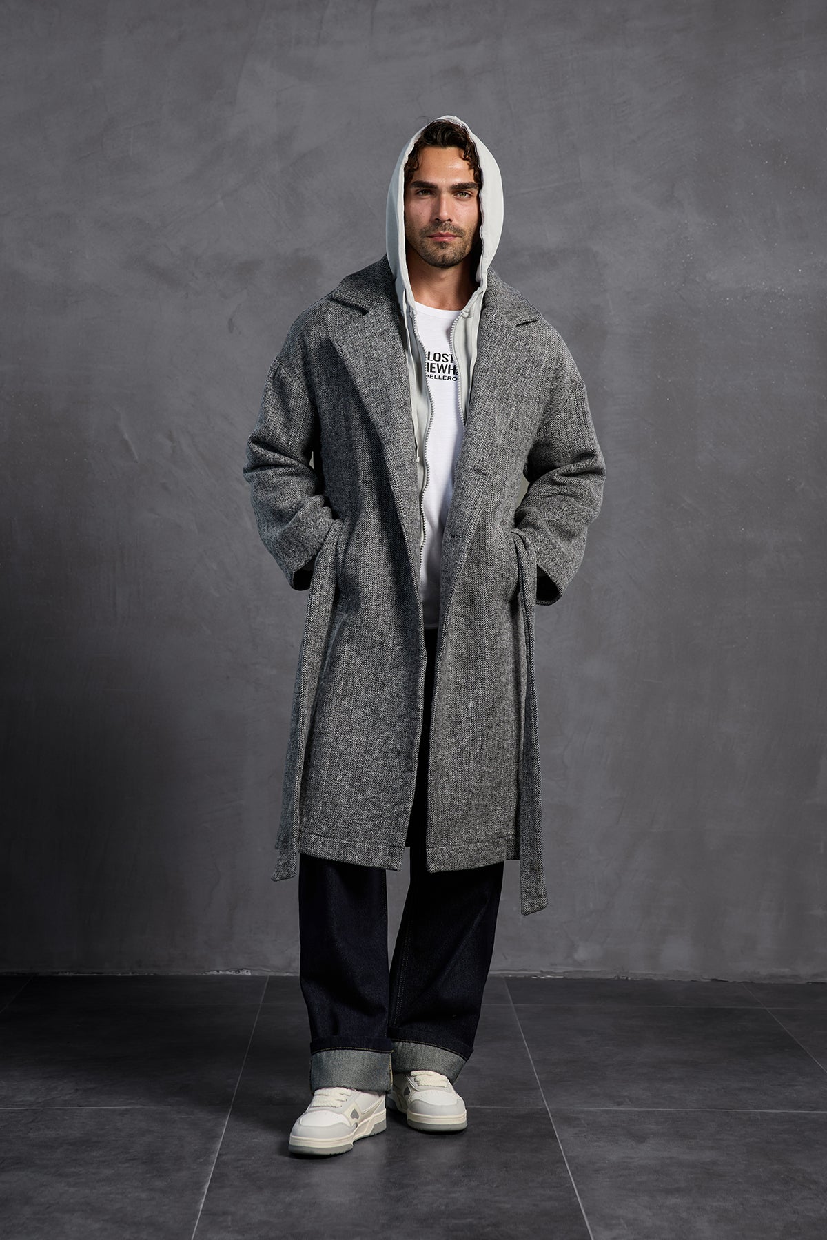 Grey Patch Hooded Sweatshirt 10000