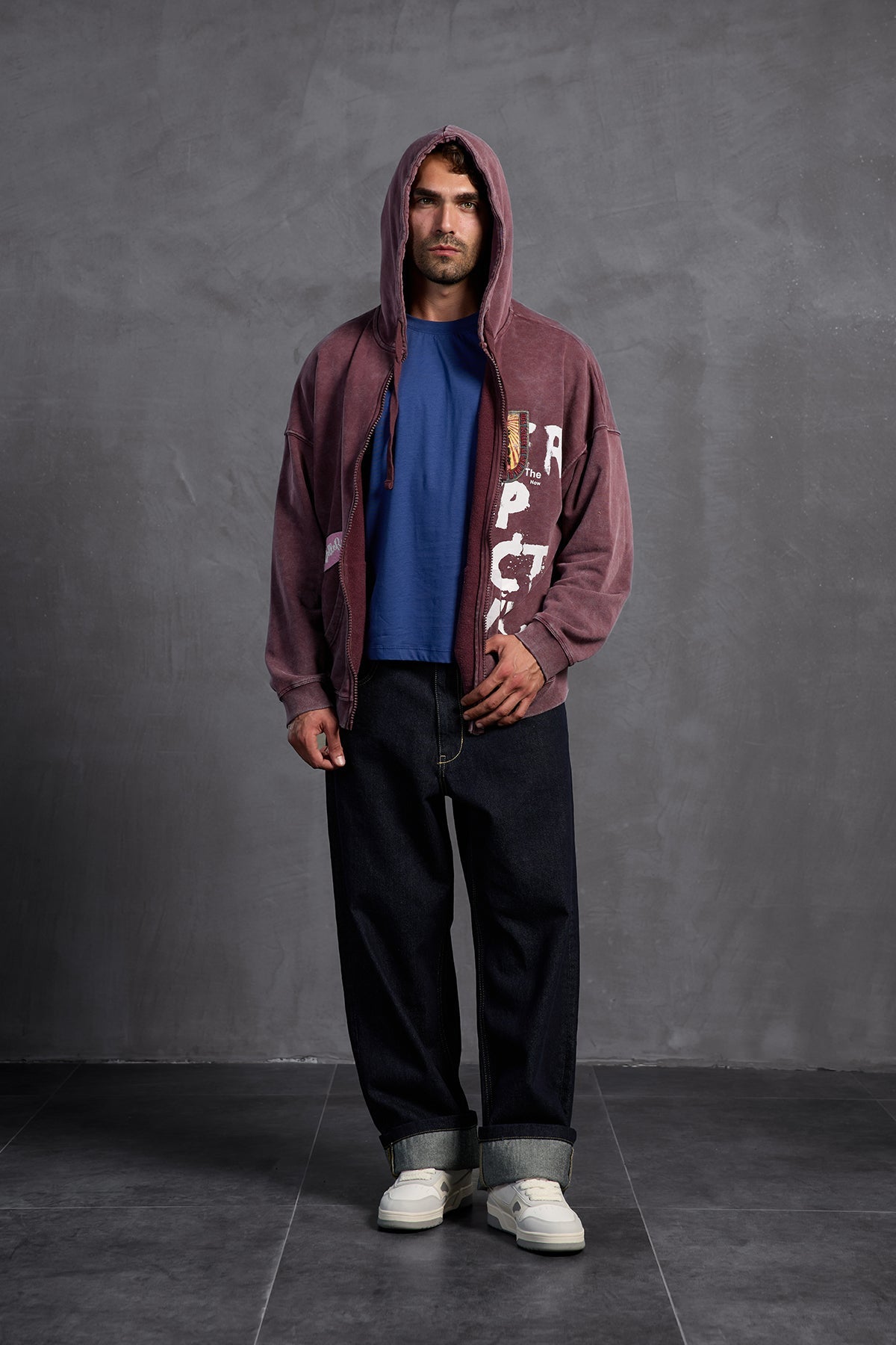 Burgundy Patch Hooded Sweatshirt 10000