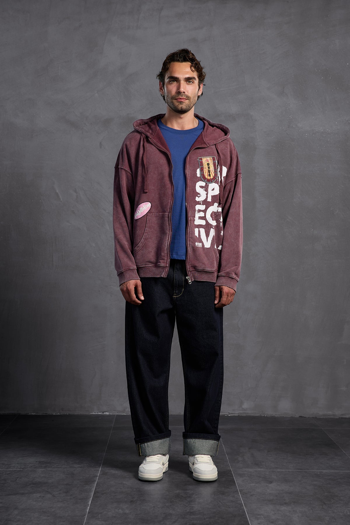 Burgundy Patch Hooded Sweatshirt 10000