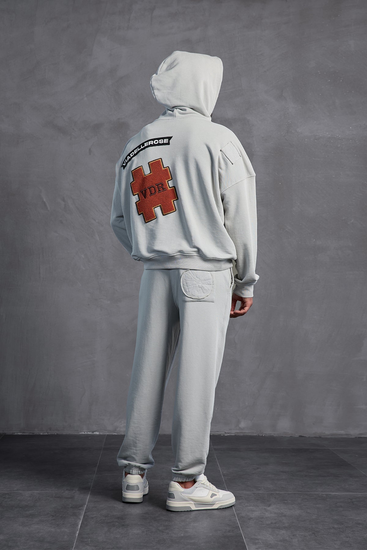 Grey Patch Hooded Sweatshirt 10002