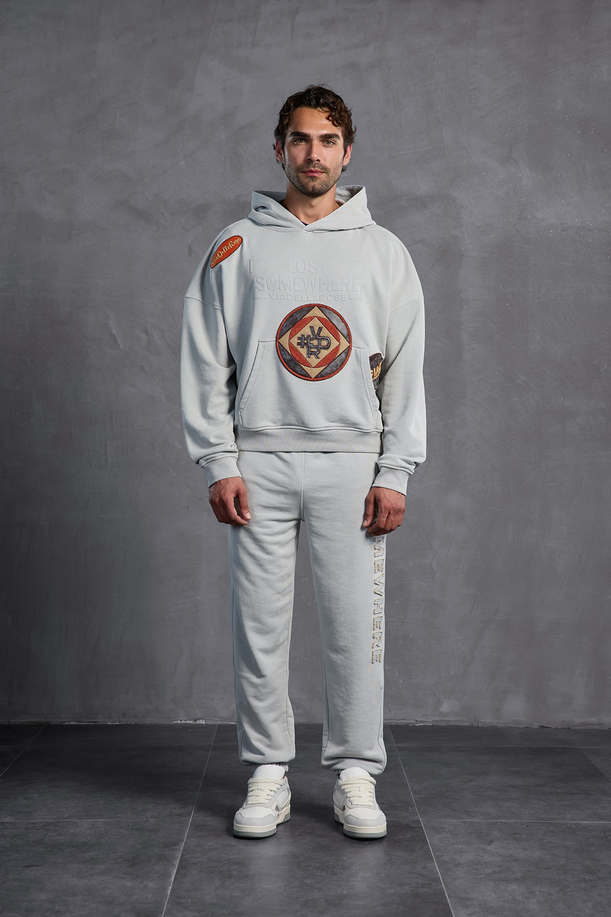 Grey Patch Hooded Sweatshirt 10002