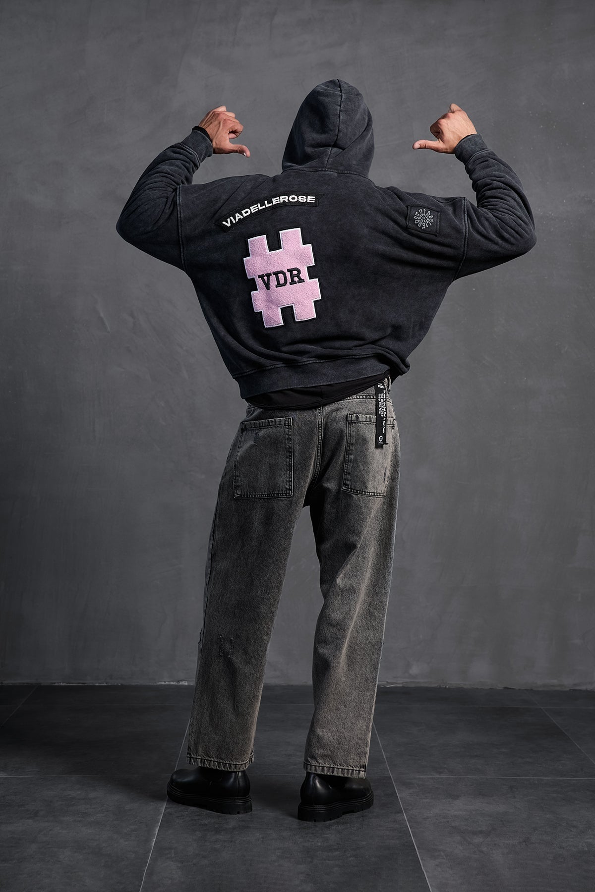 Black Patch Hooded Sweatshirt 10002