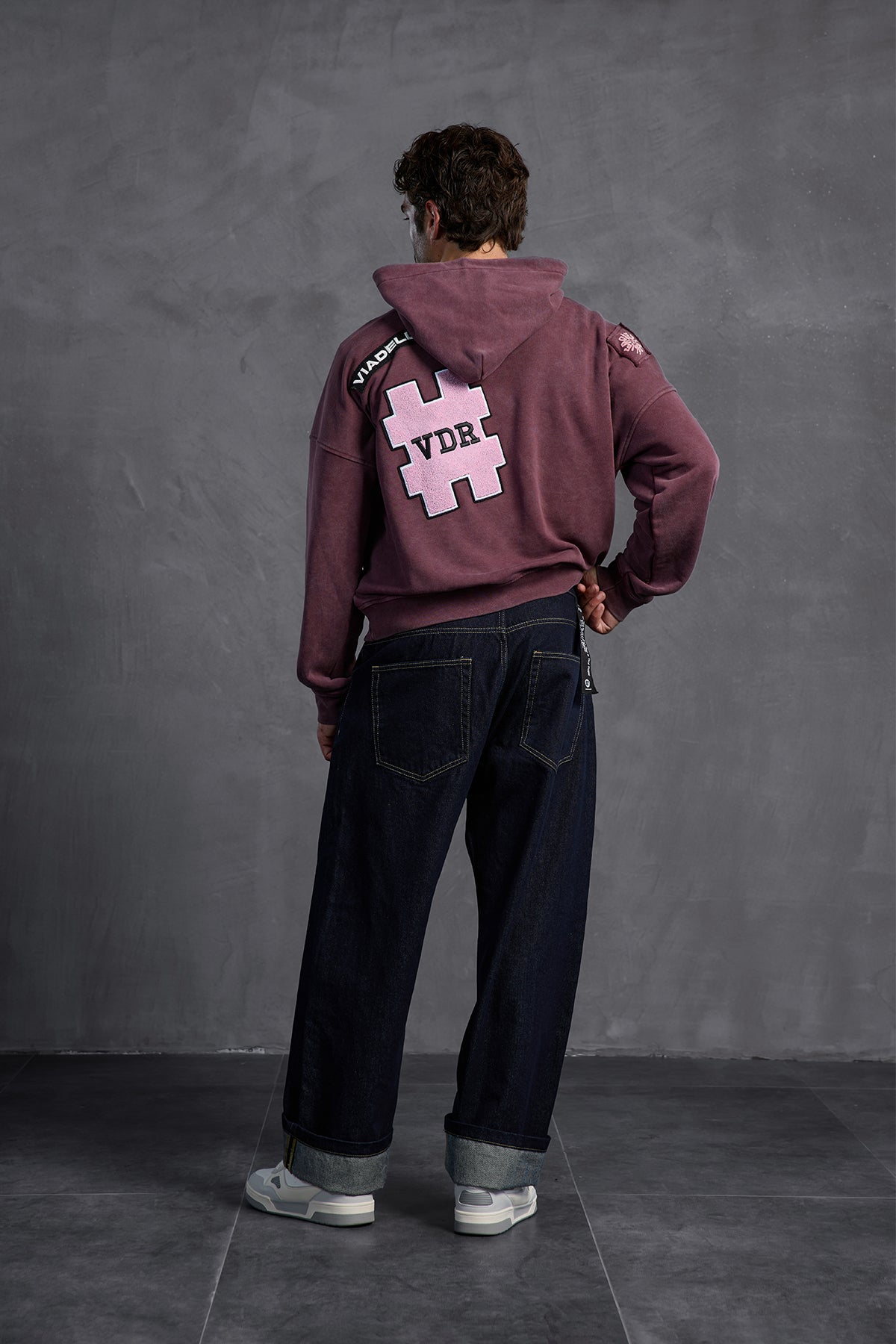 Burgundy Patch Hooded Sweatshirt 10002