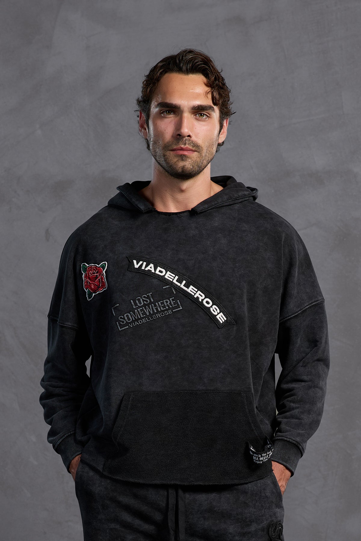 Black Patch Hooded Sweatshirt 10003