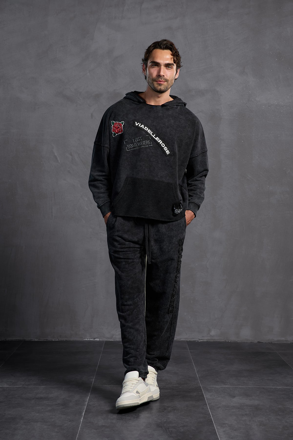 Black Patch Hooded Sweatshirt 10003