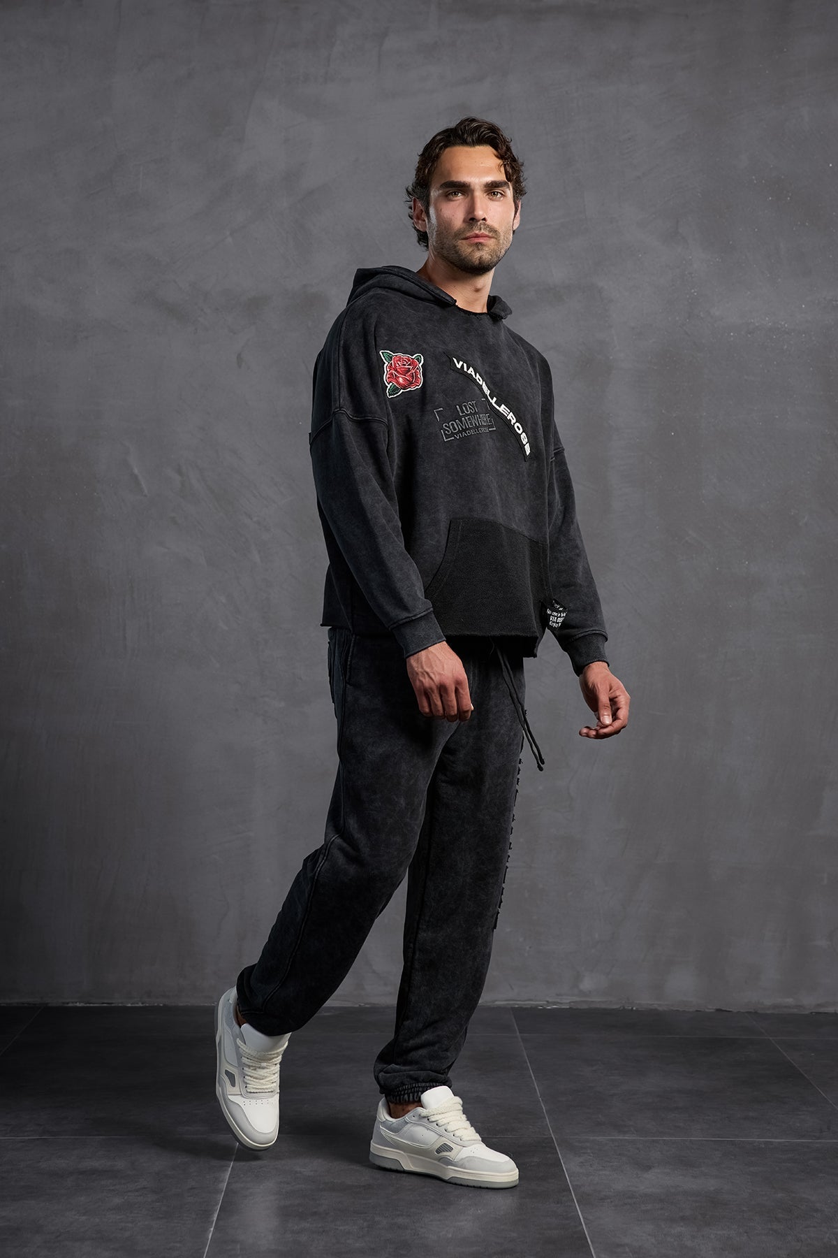 Black Patch Hooded Sweatshirt 10003