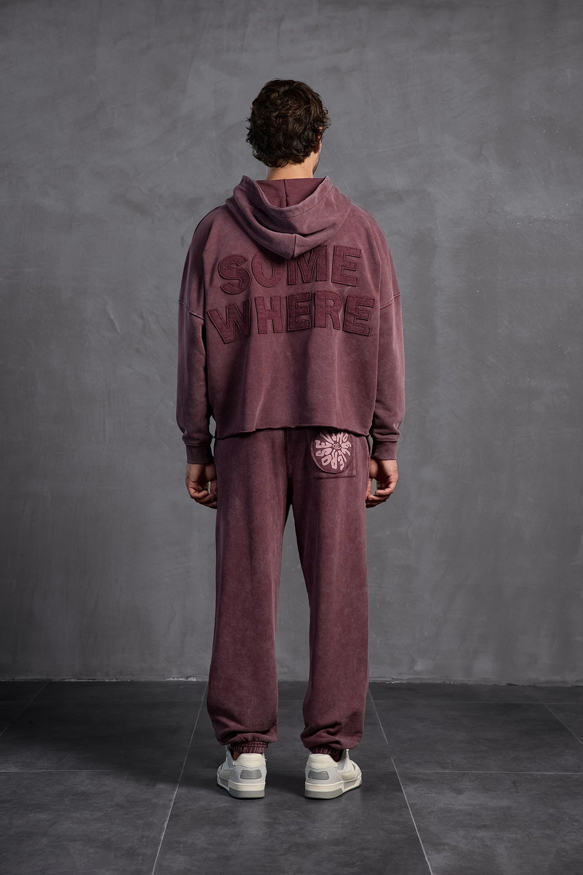 Burgundy Patch Hooded Sweatshirt 10003