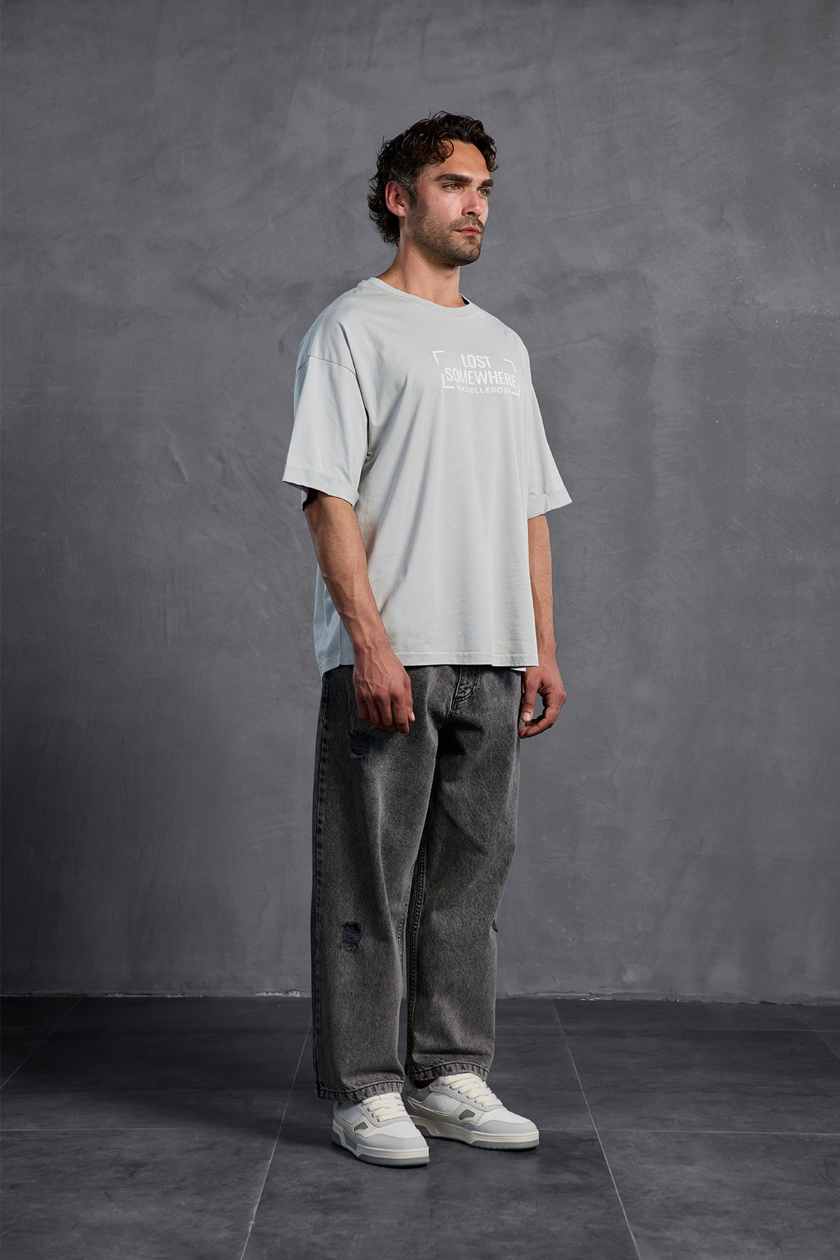 Grey Printed Crew Neck T-shirt 10006