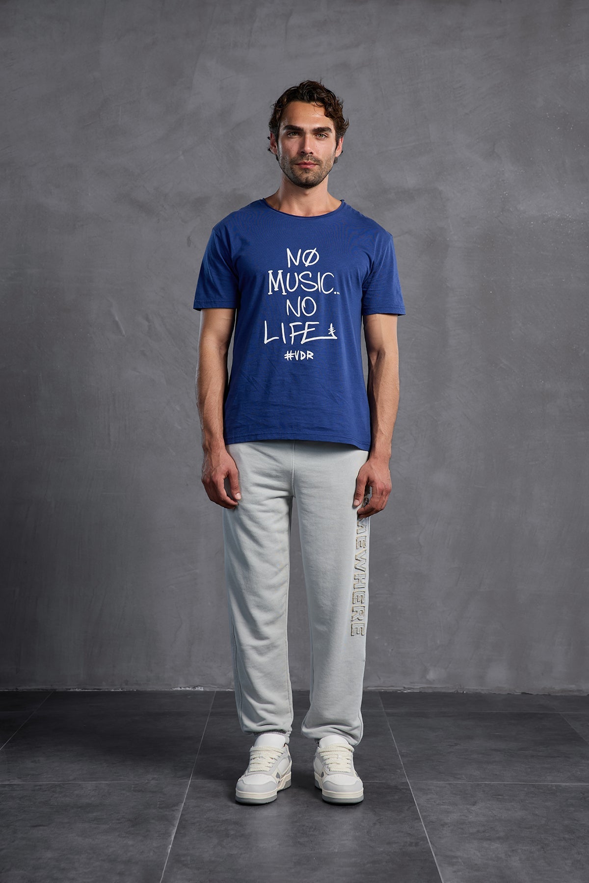 Blue Printed Round Neck T-shirt 10009