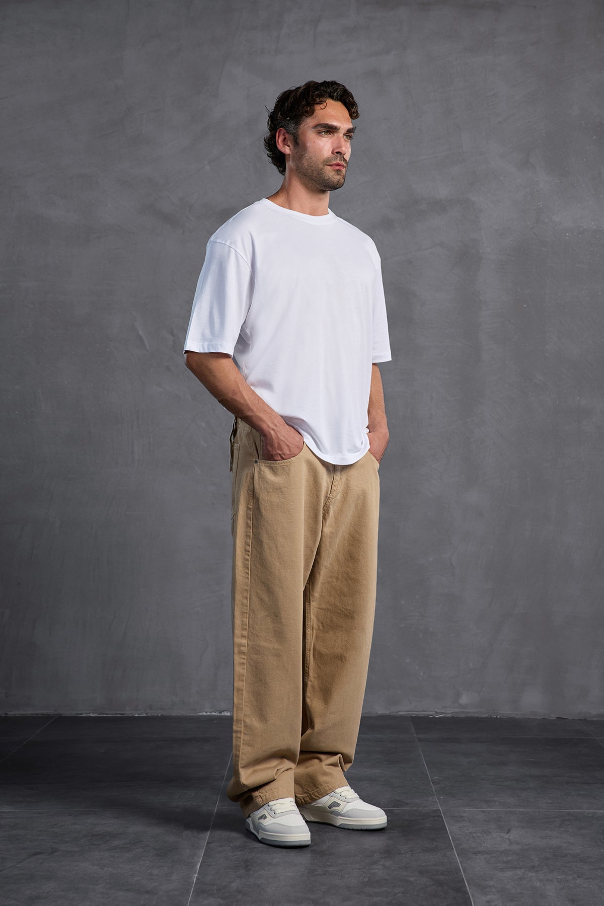 White Printed Round Neck T-shirt 10010