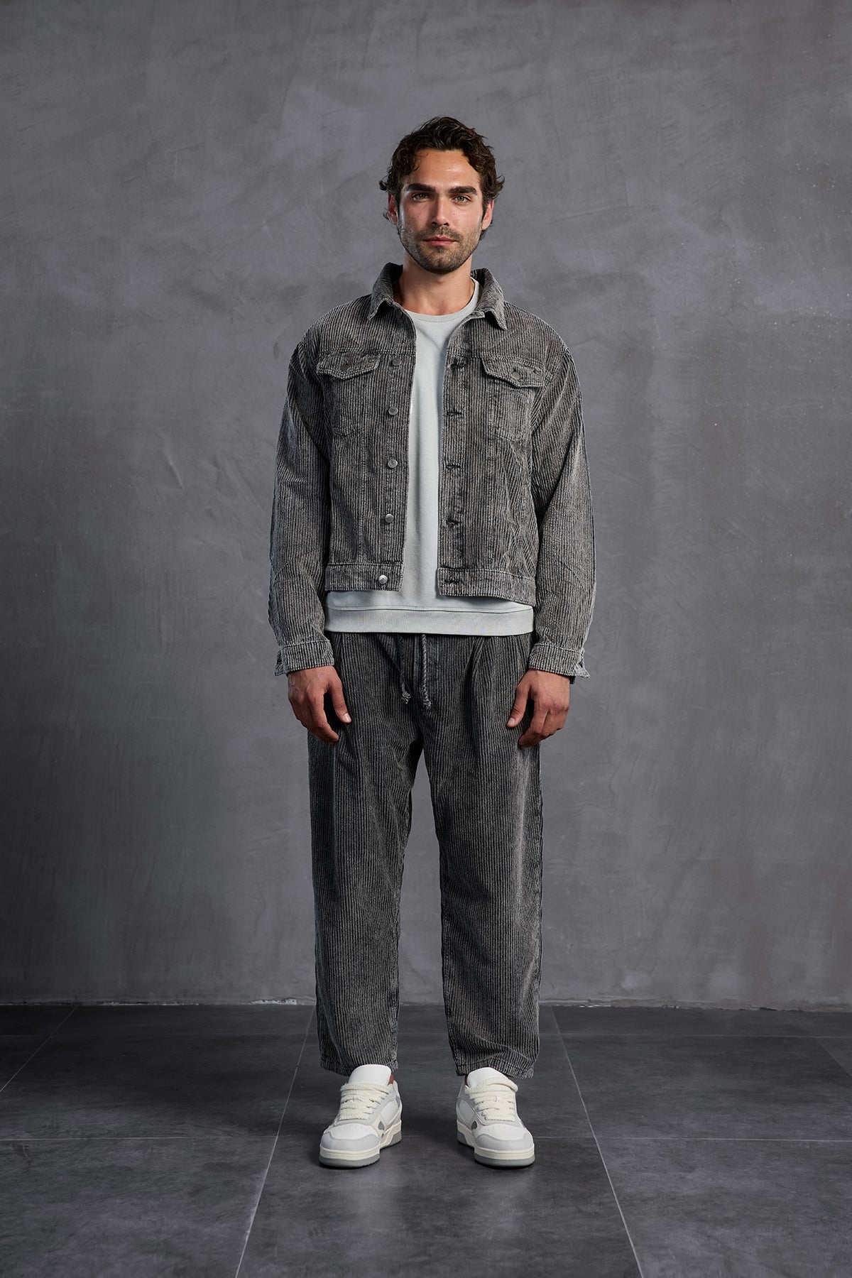 Anthracite Ribbed Velvet Jacket 10019