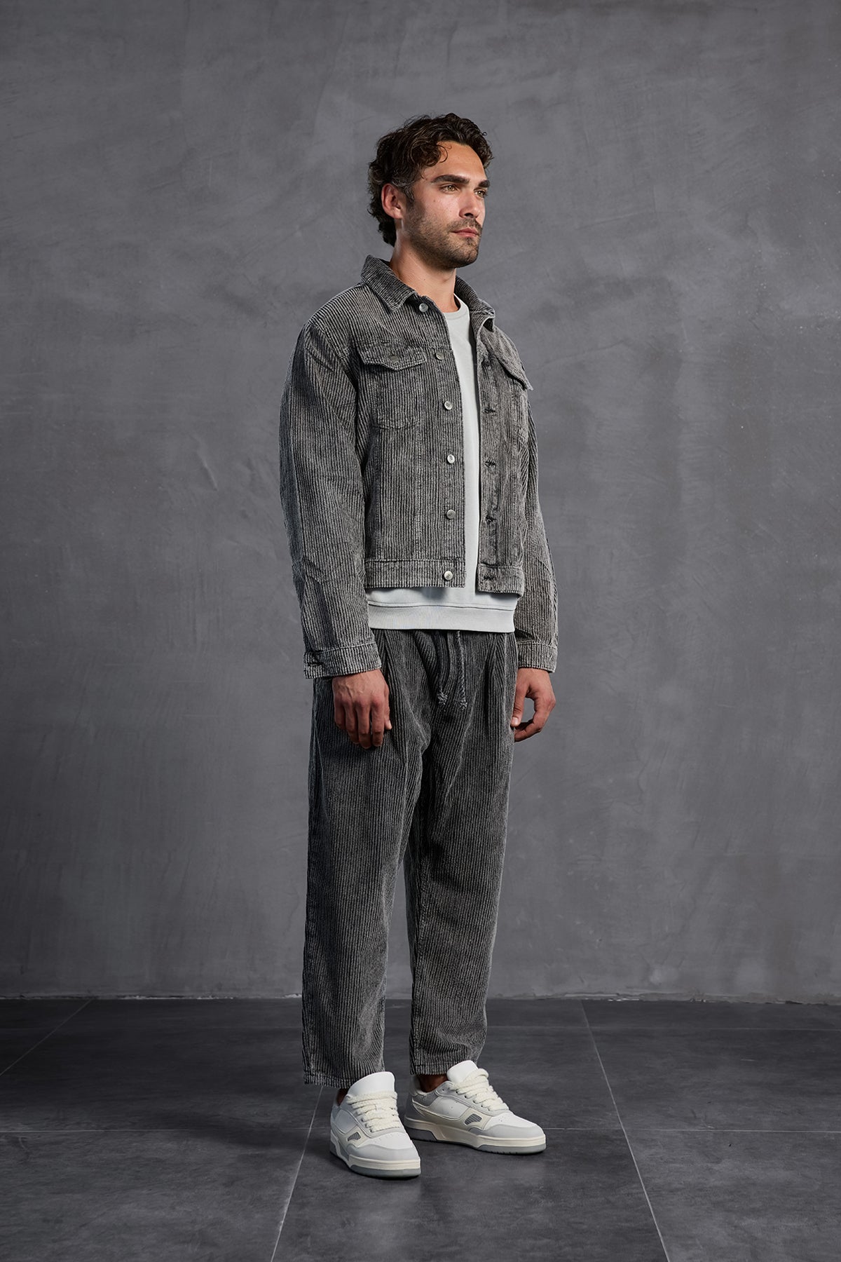 Anthracite Ribbed Velvet Jacket 10019