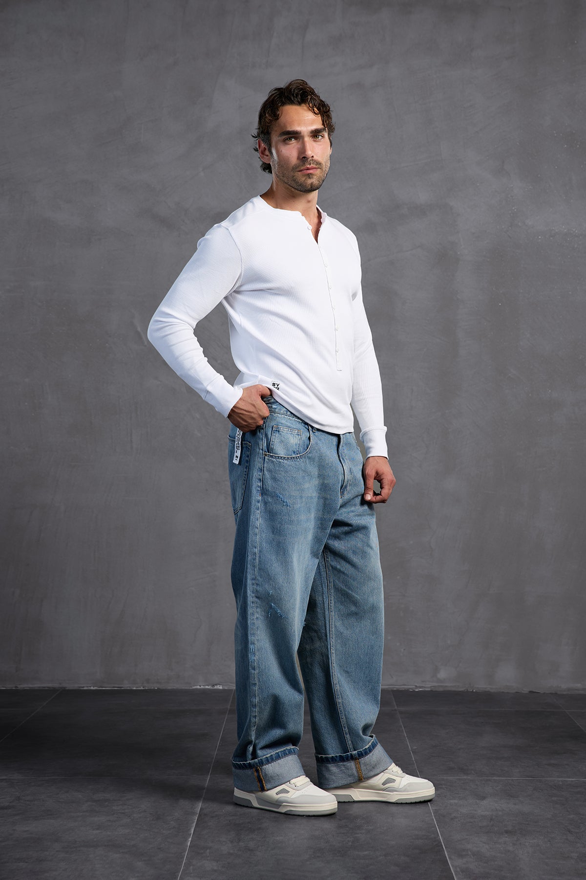 White Ribbed Front Buttoned T-shirt 10025