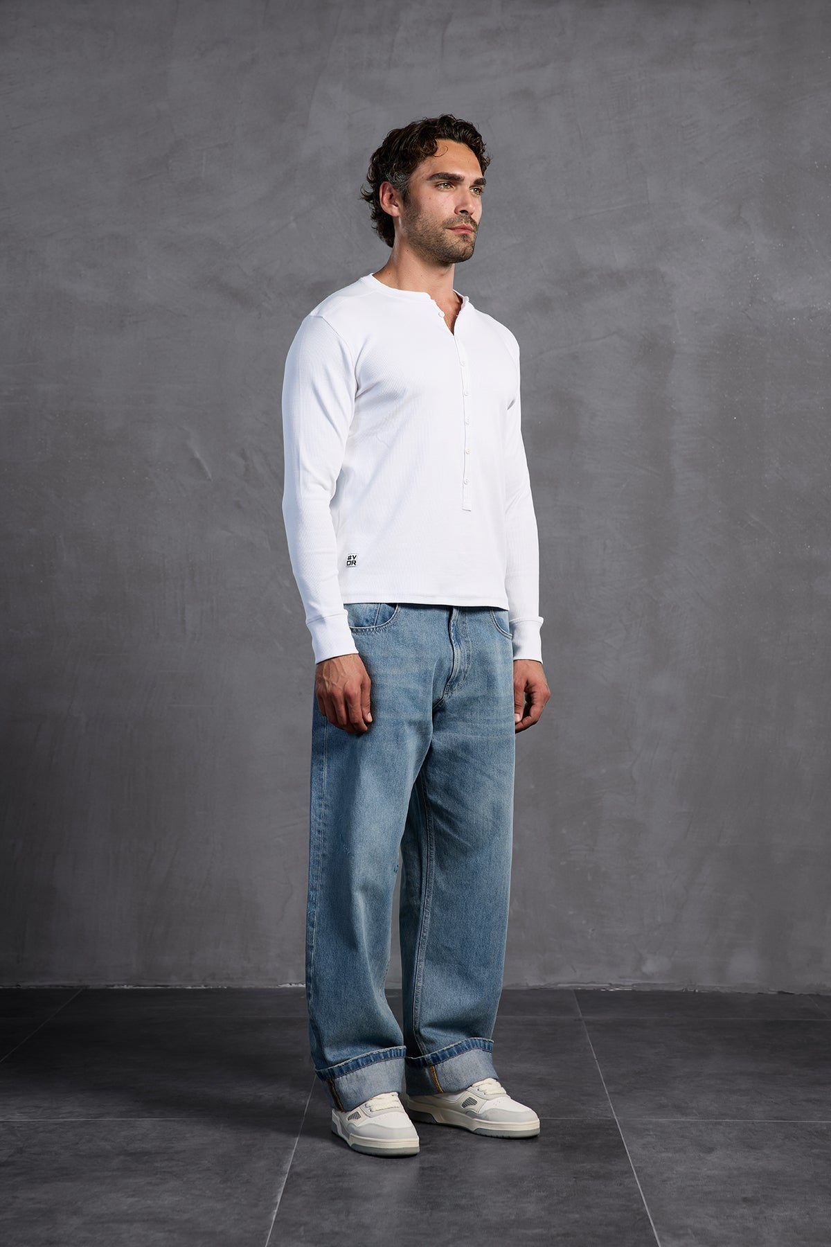 White Ribbed Front Buttoned T-shirt 10025