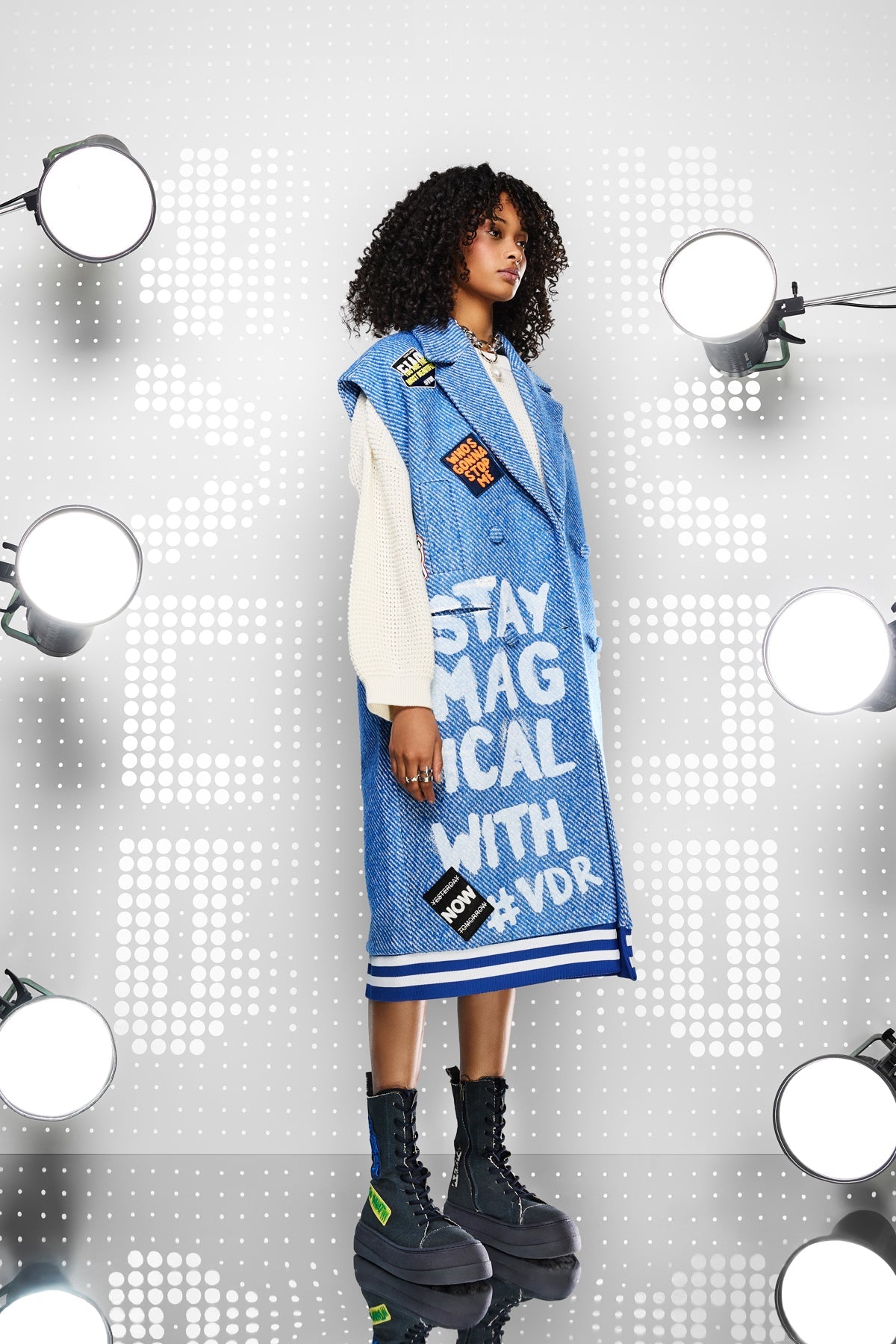 Blu Off White Long Gile 15214