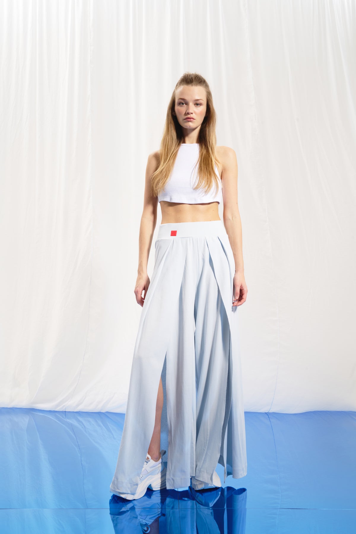 Light Grey Slit Interlock Trousers 17001