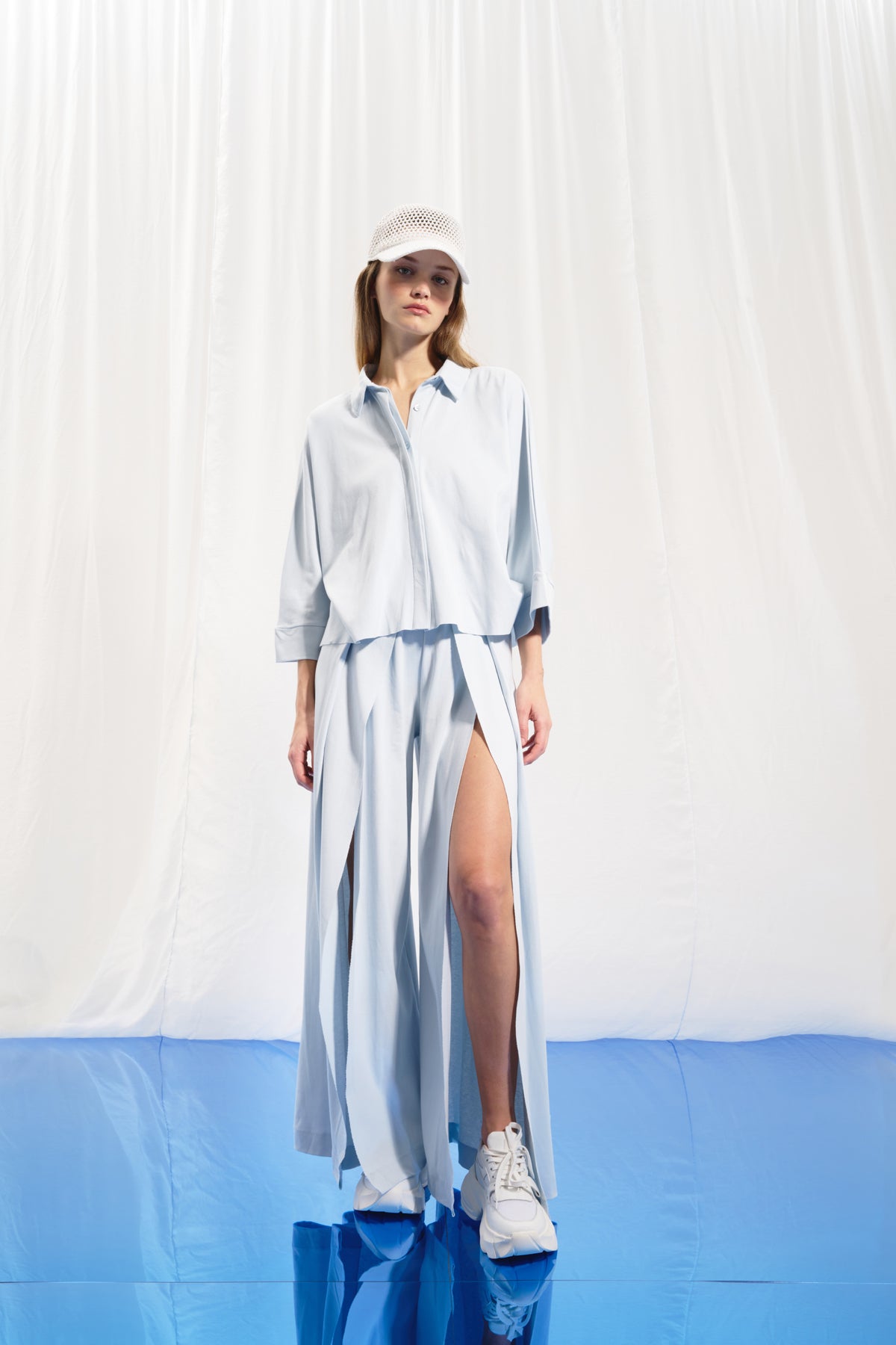 Light Grey Cropped Interlock Shirt 17002