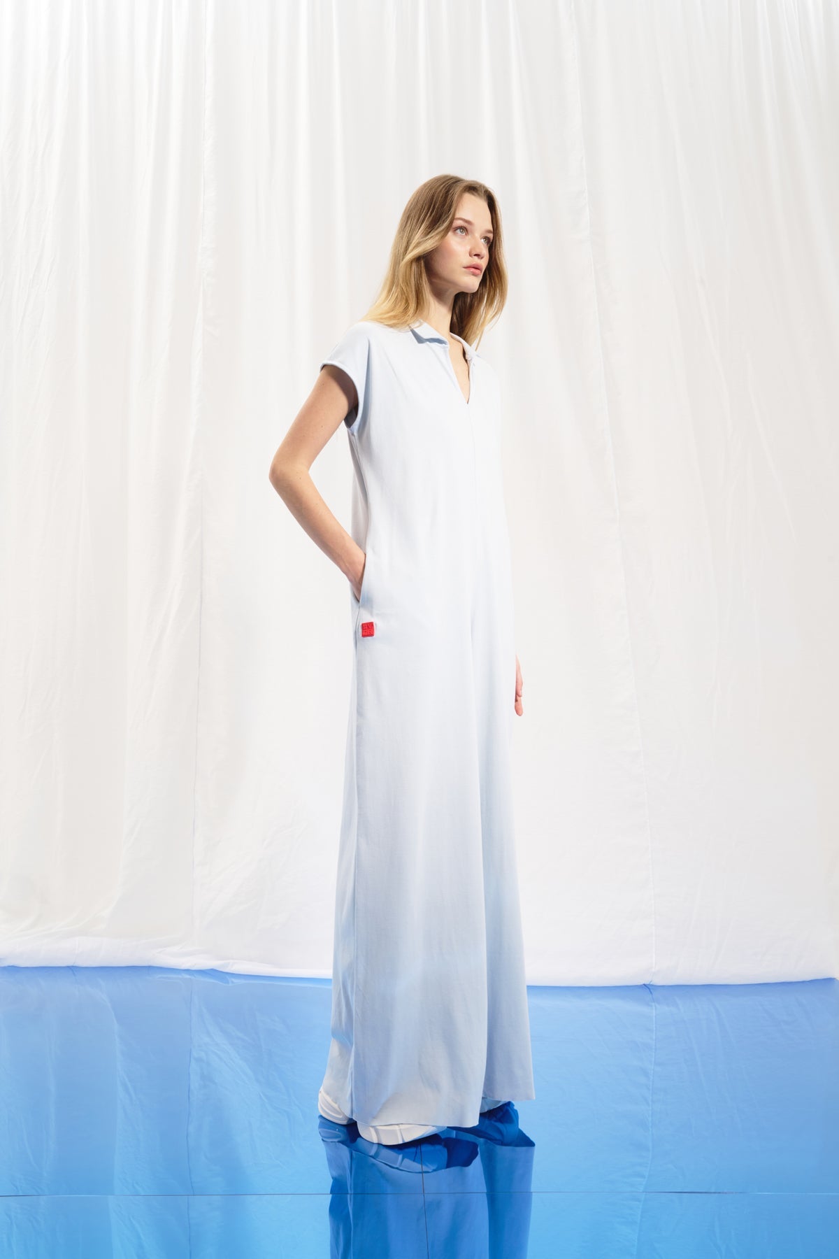 Light Grey Short Sleeve Interlock Jumpsuit 17004