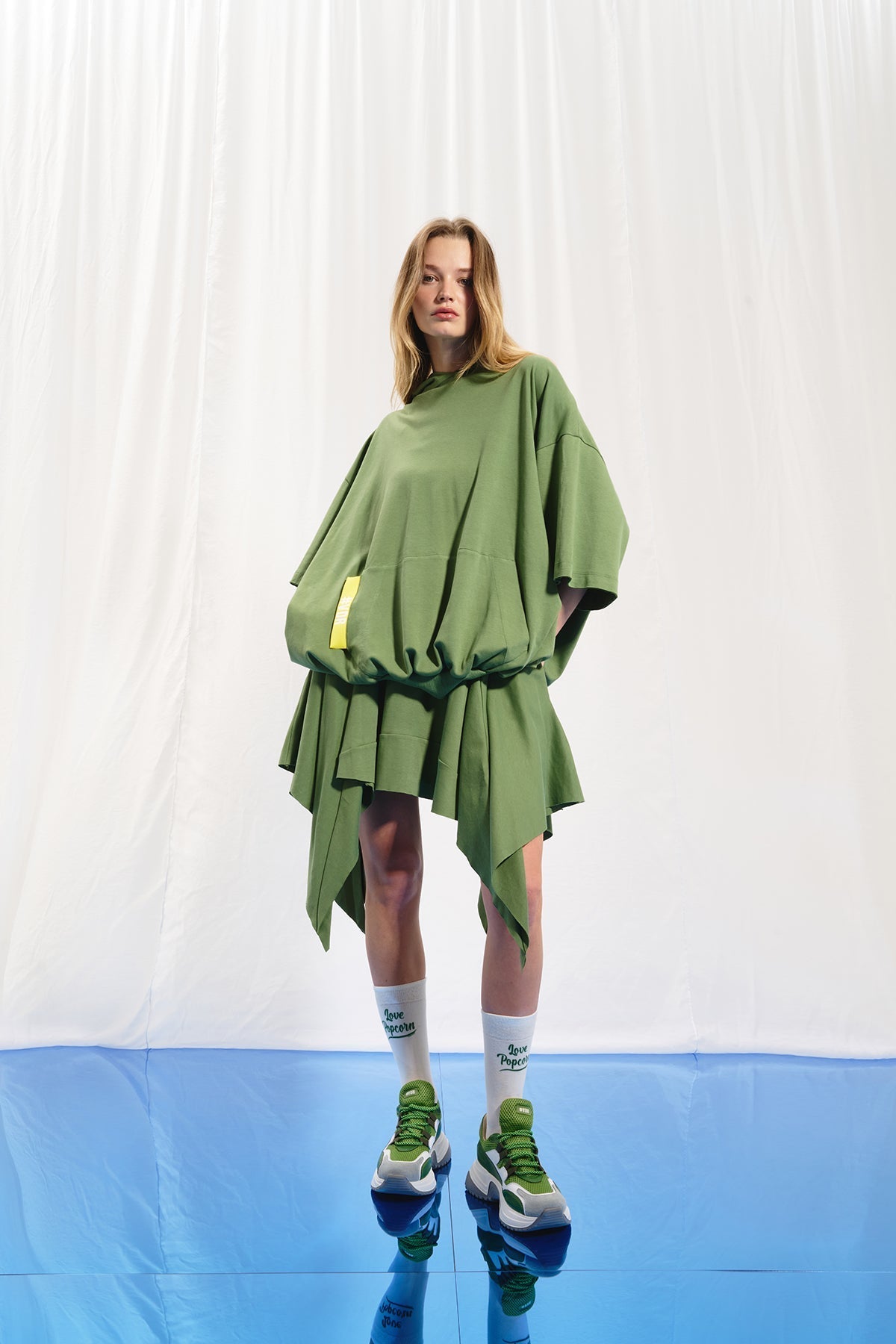 Olive Green Short Sleeve Sweatshirt 17010