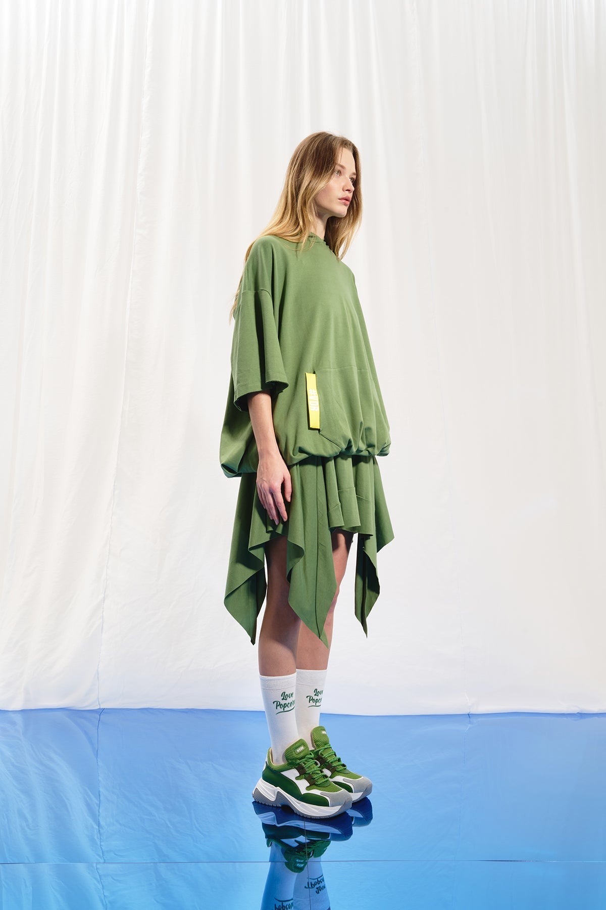 Olive Green Short Sleeve Sweatshirt 17010