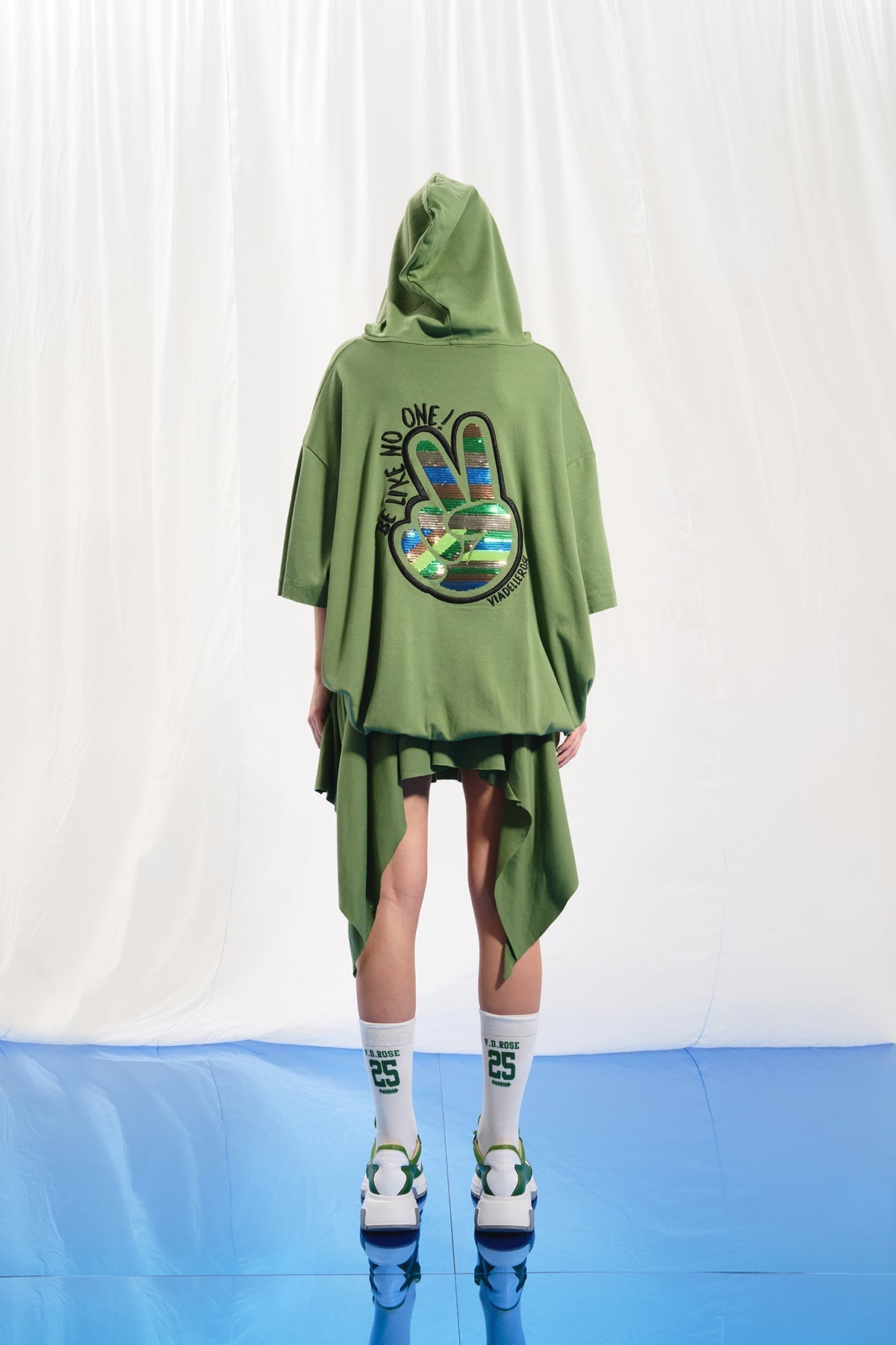 Olive Green Short Sleeve Sweatshirt 17010