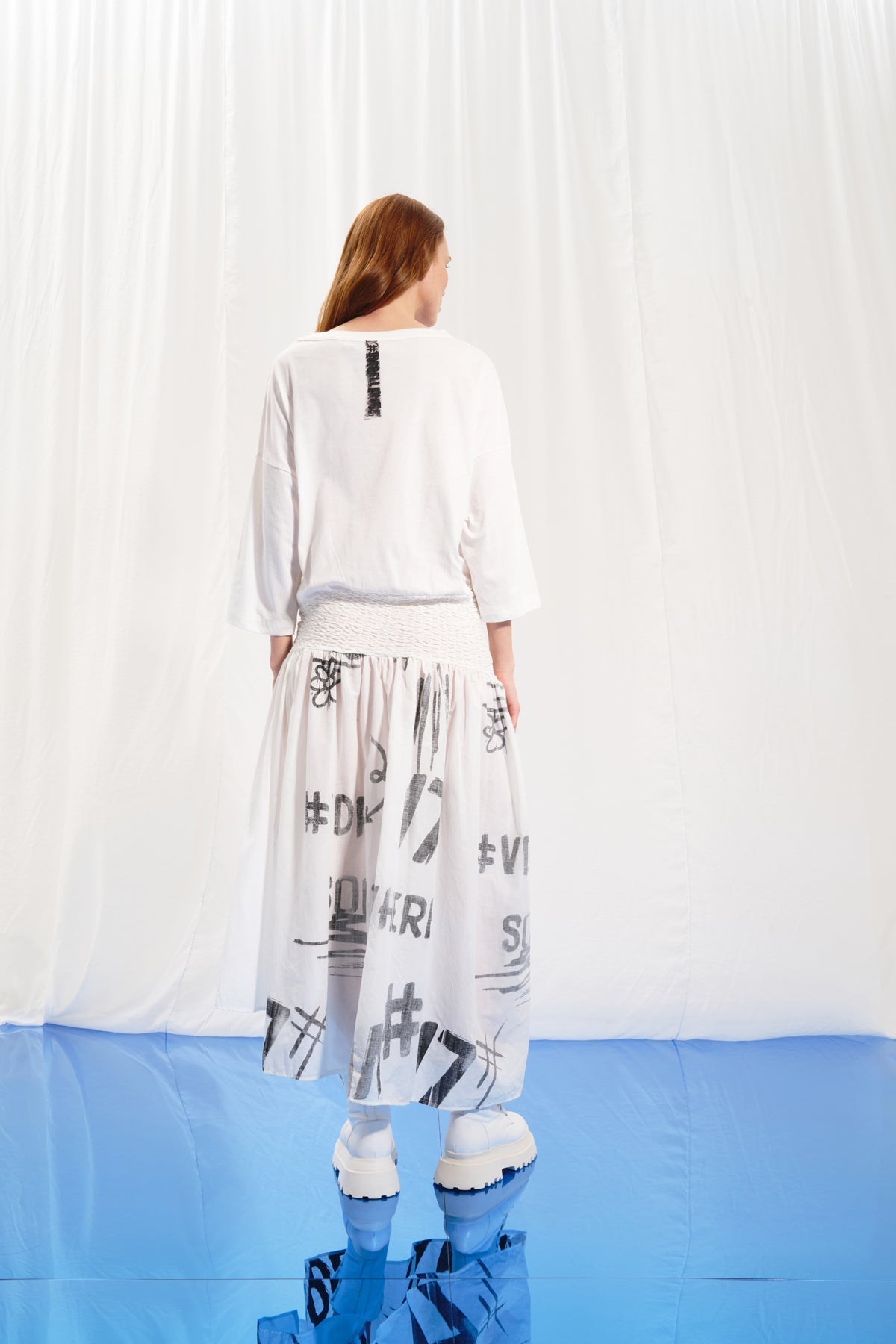 White Slit Midi Dress 17025