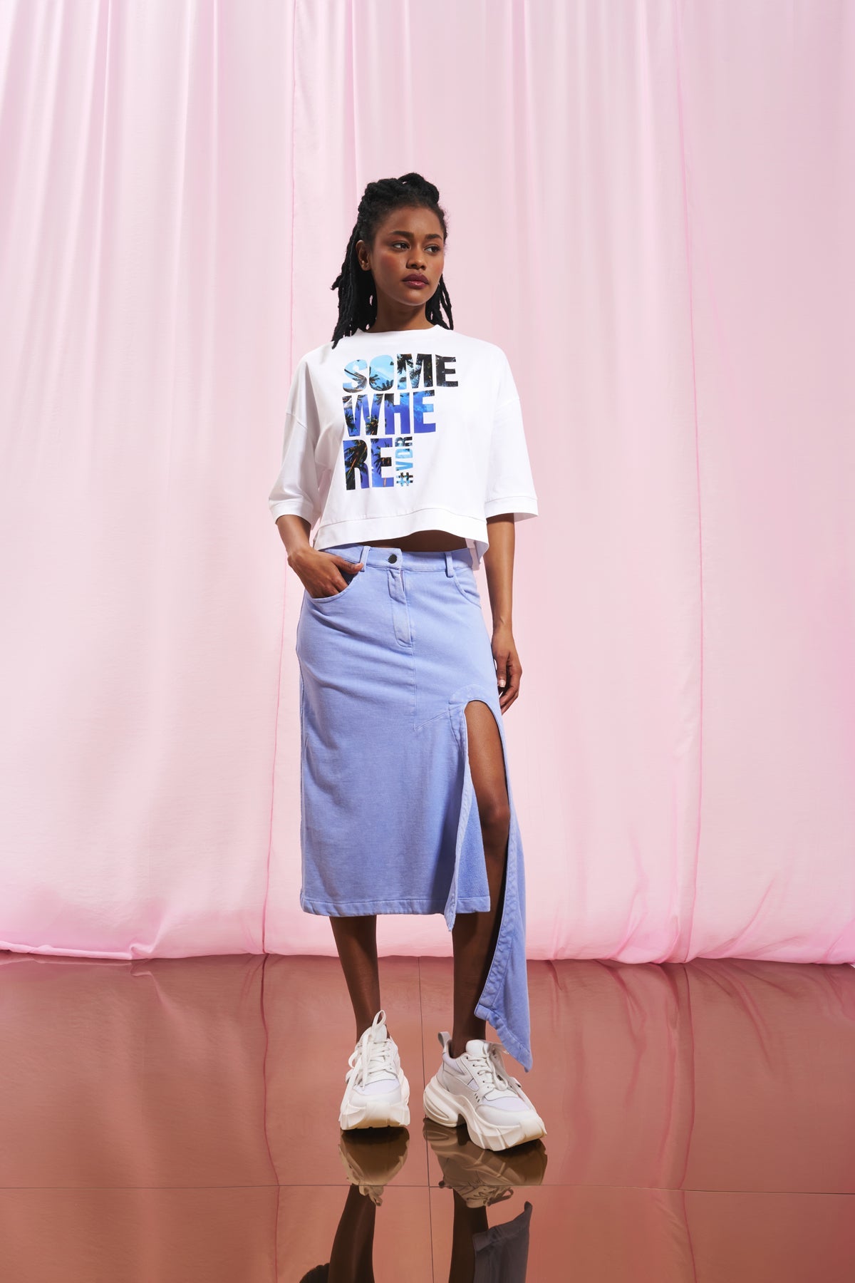 Lilac Asymmetric Midi Skirt 17046