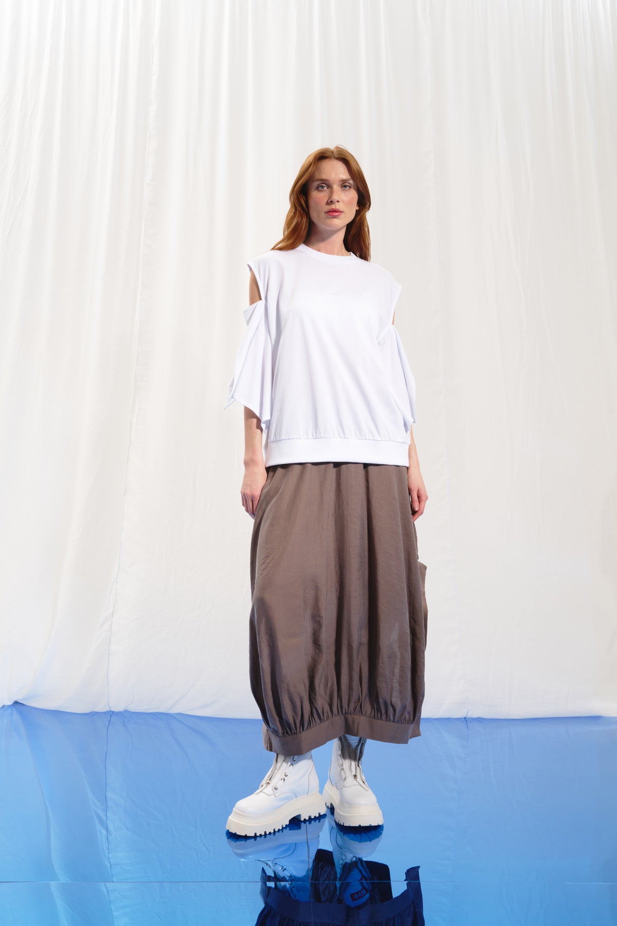 White Cut-out T-shirt 17056