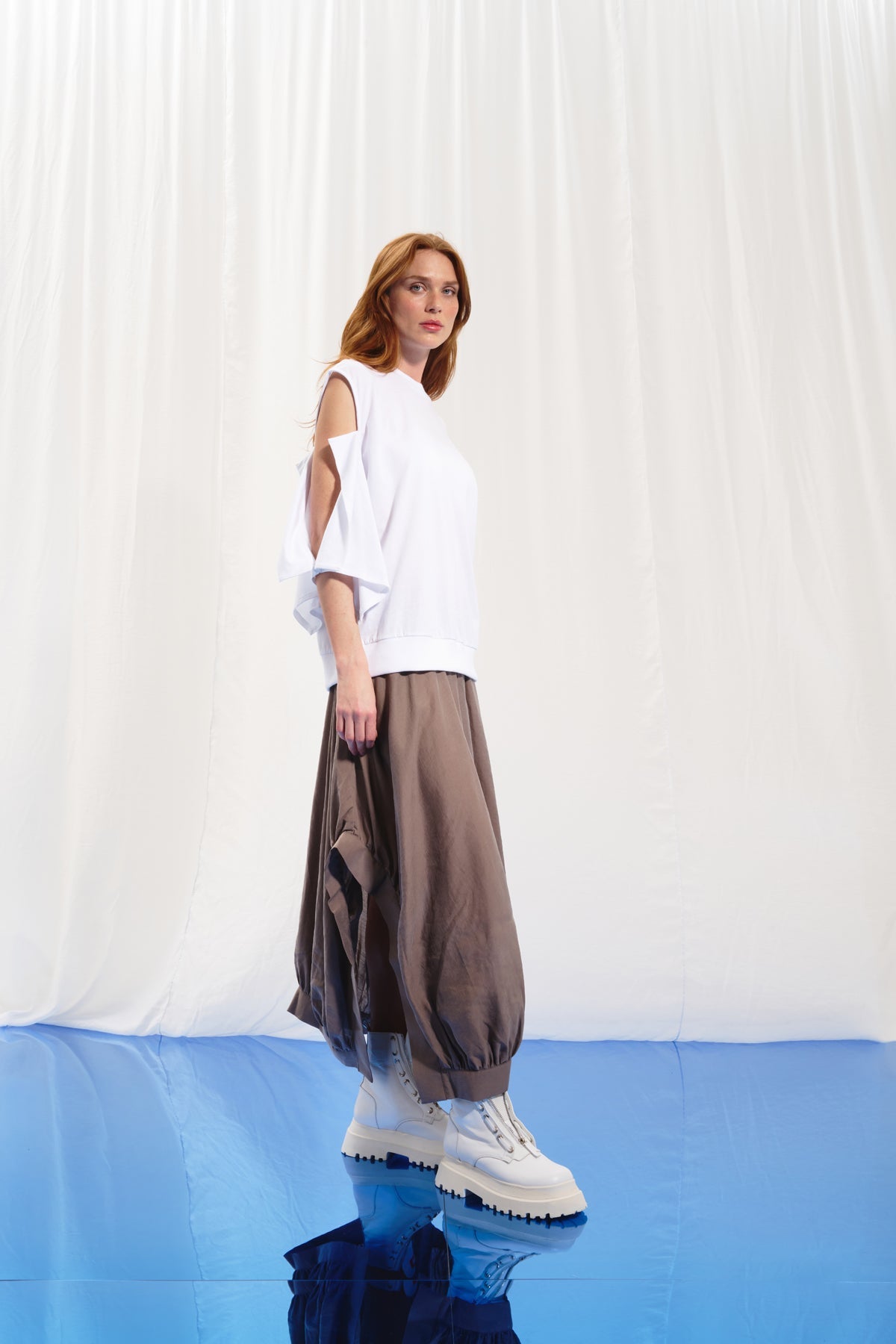 White Cut-out T-shirt 17056