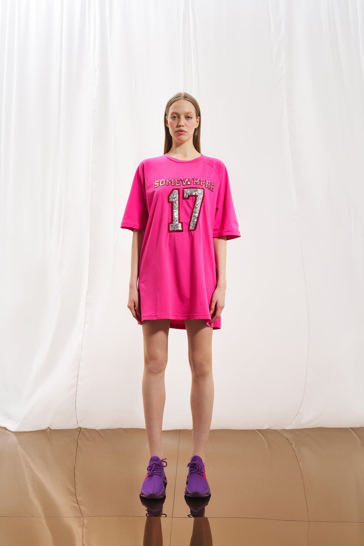 Pink Sequin Oversized Tunic 17068