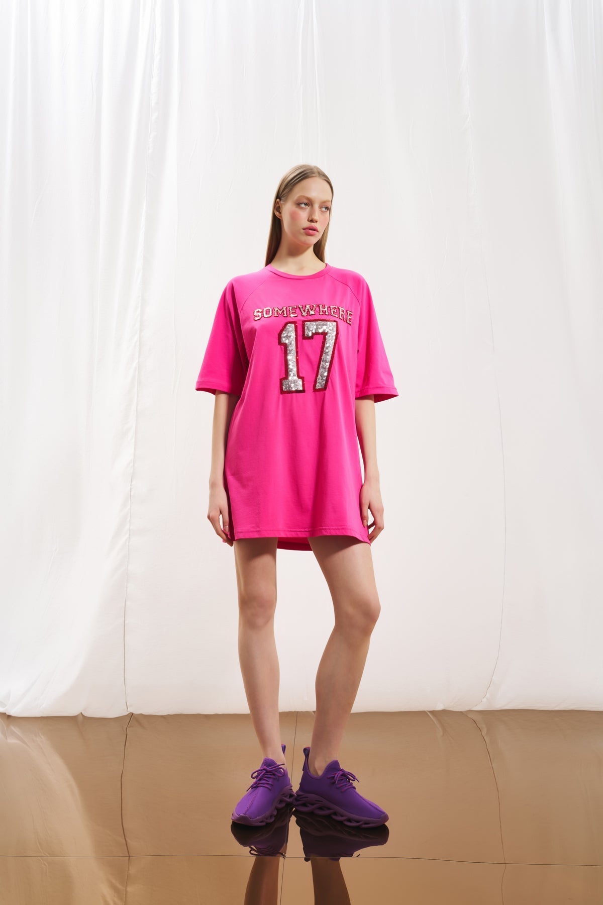 Pink Sequin Oversized Tunic 17068