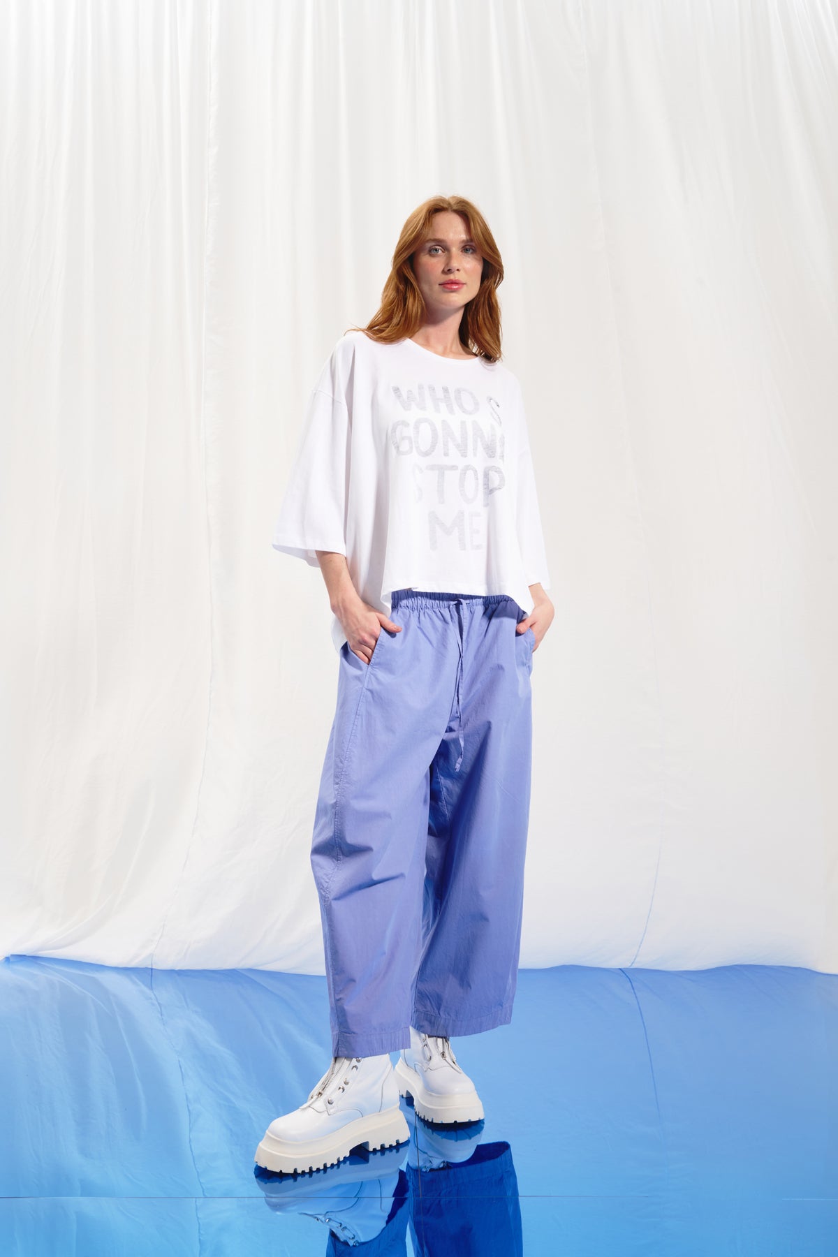 White Slogan Print T-shirt 17077