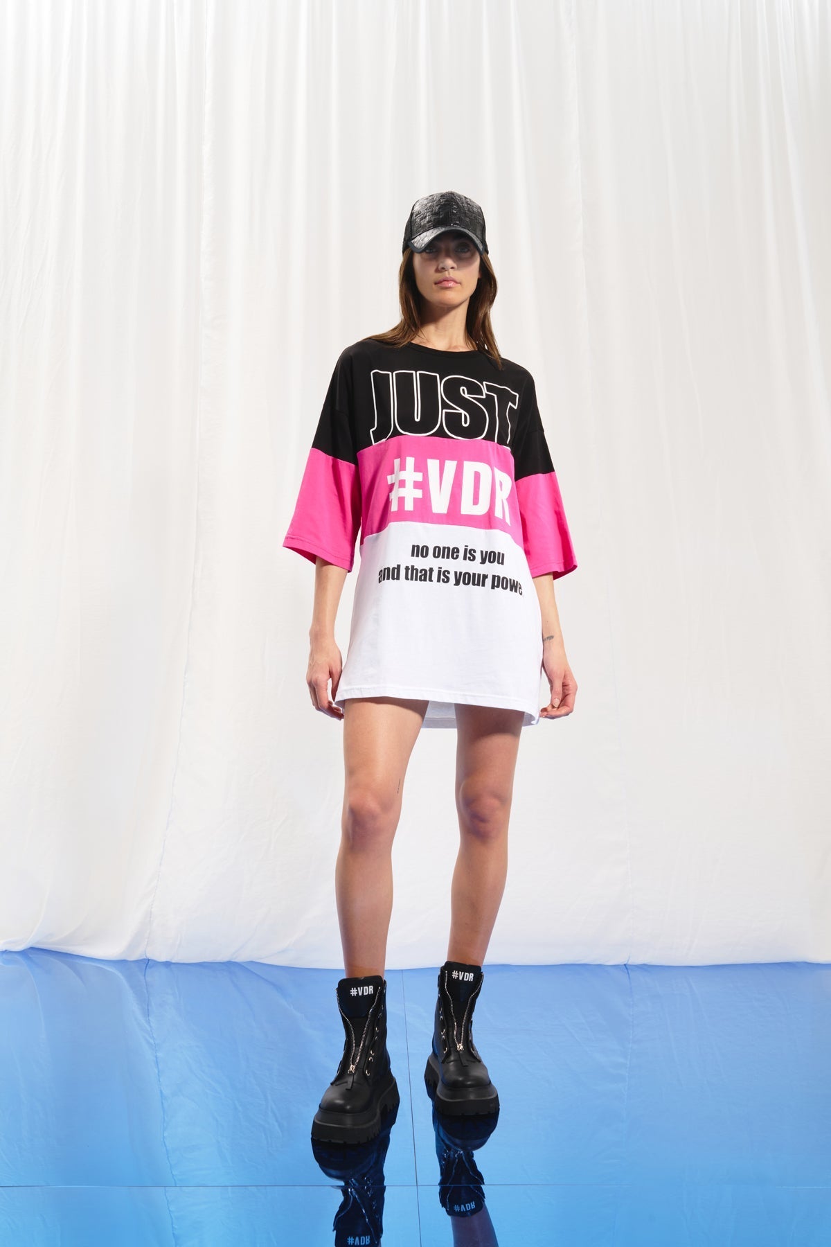 Black Pink White Print Oversize Tunic 17078